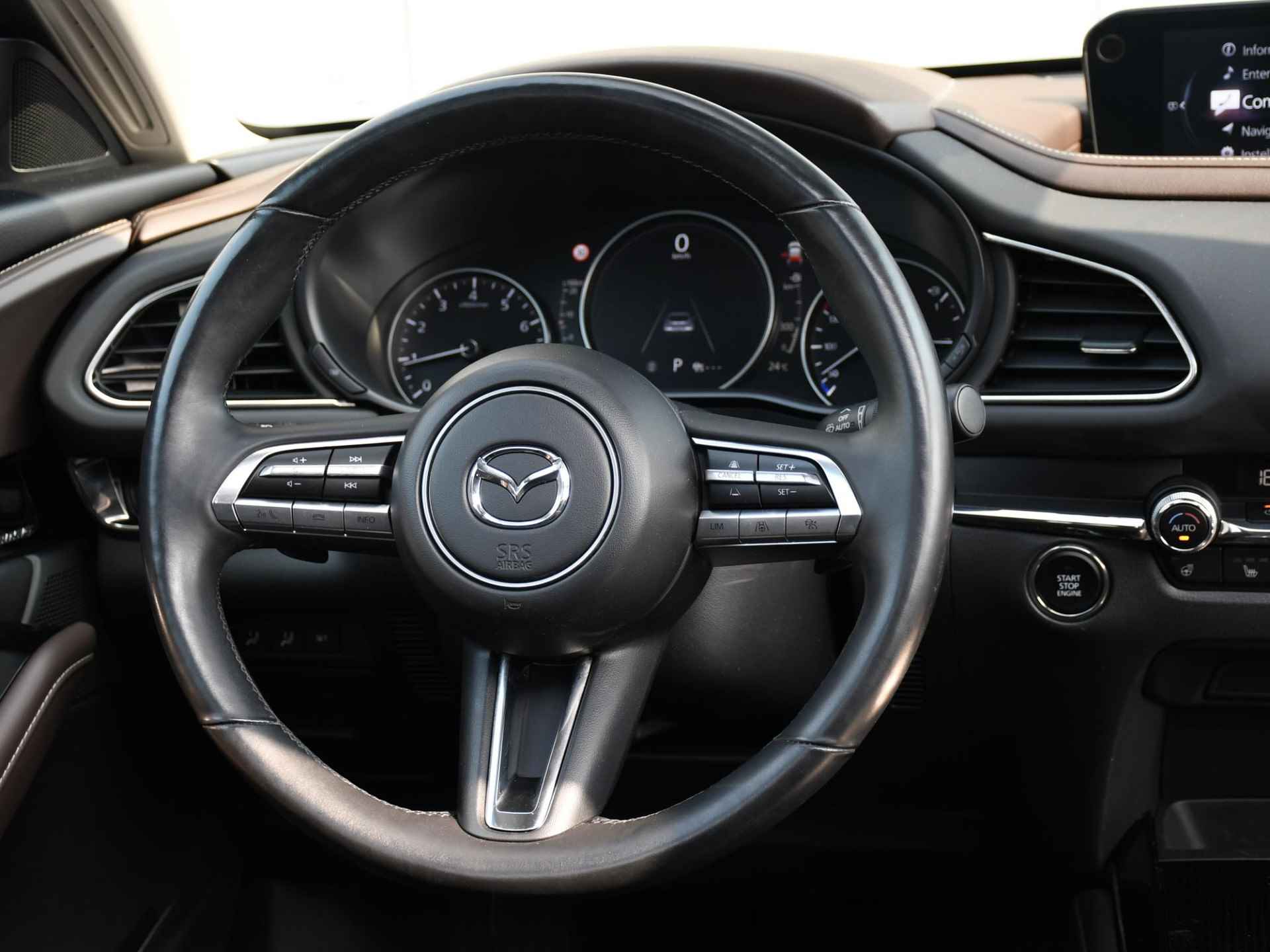 Mazda CX-30 Luxury 2.0 e-SkyActiv-X M Hybrid 180pk Automaat SCHUIF-DAK | HUD | PDC + 360° CAM. | 18''LM | DODE HOEK | LEDER - 16/38