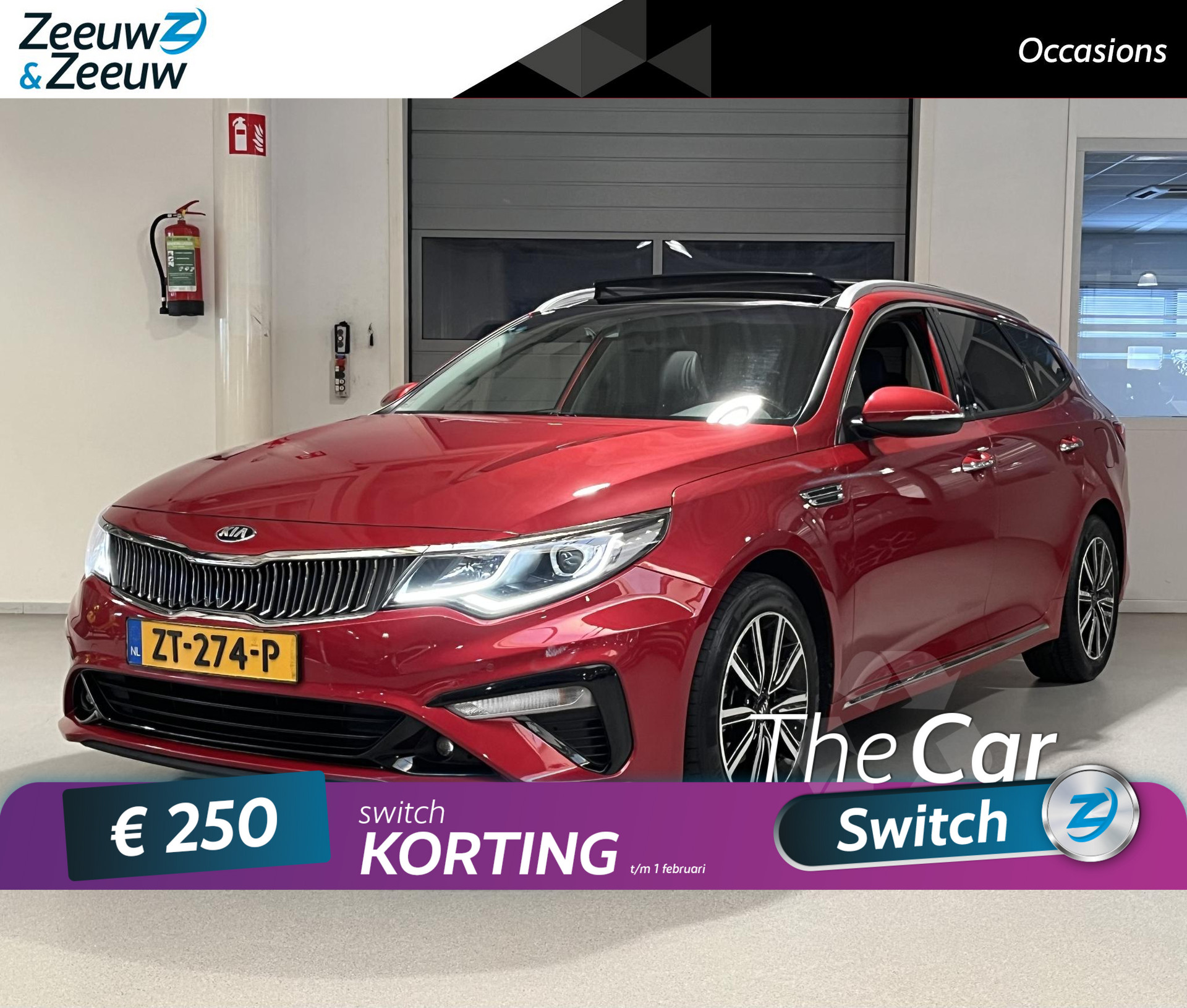 Kia Optima Sportswagon 1.6 T-GDI DynamicPlusLine | Navi | Parkeersensoren voor + Achter | 17”Lichtmetalen Velgen | Cruise Control | Parkeercamera achter | Licht + Regensensor | Elektrisch Verstelbare bestuurdersstoel met geheugen | Elektrisch bedienbare Achterklep