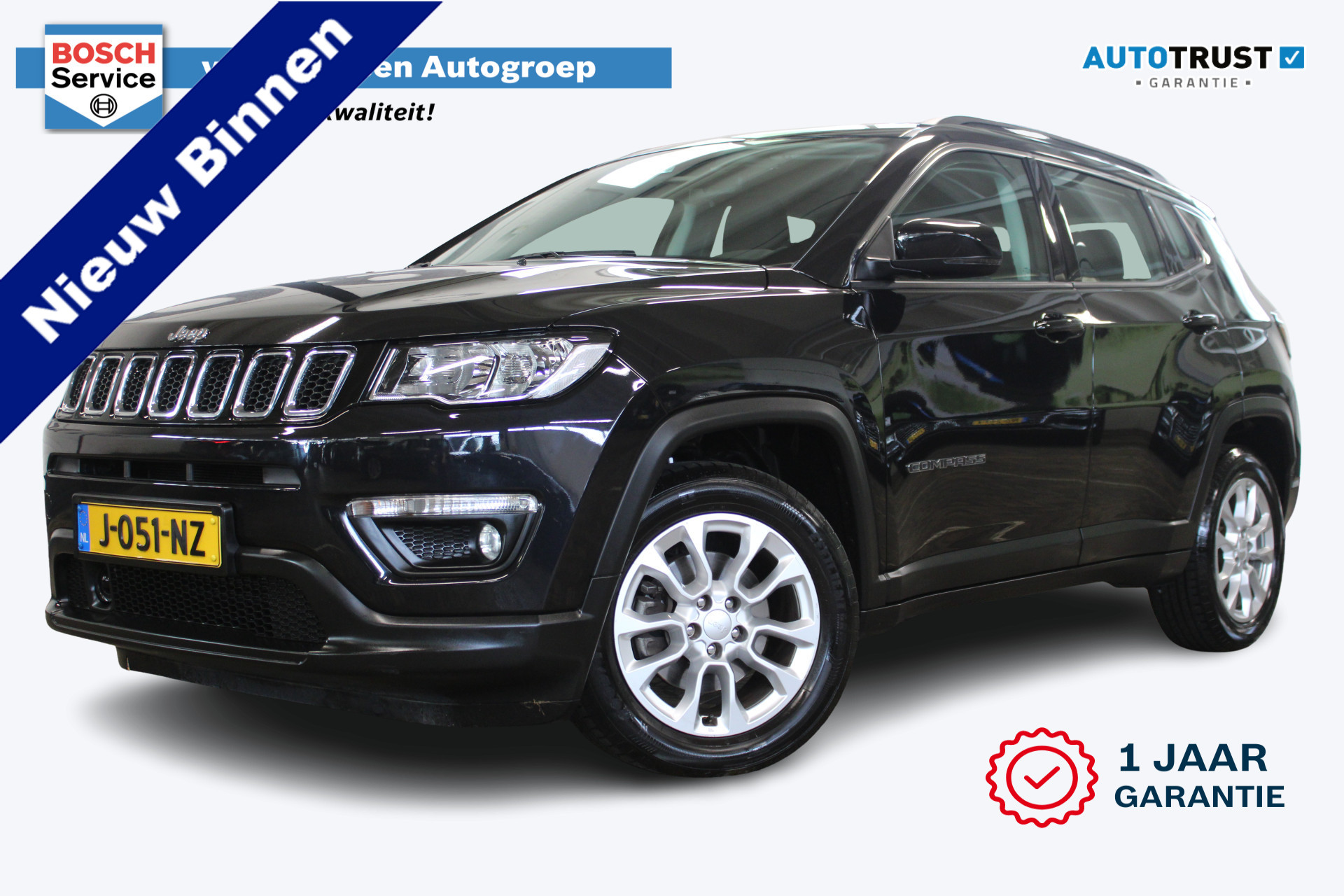 Jeep Compass 1.3T Longitude | Incl. 12 maanden garantie | 1ste eigenaar! | Dealer onderhouden | Cruise control | Climate control | Bluetooth | DAB radio | Lane assist |