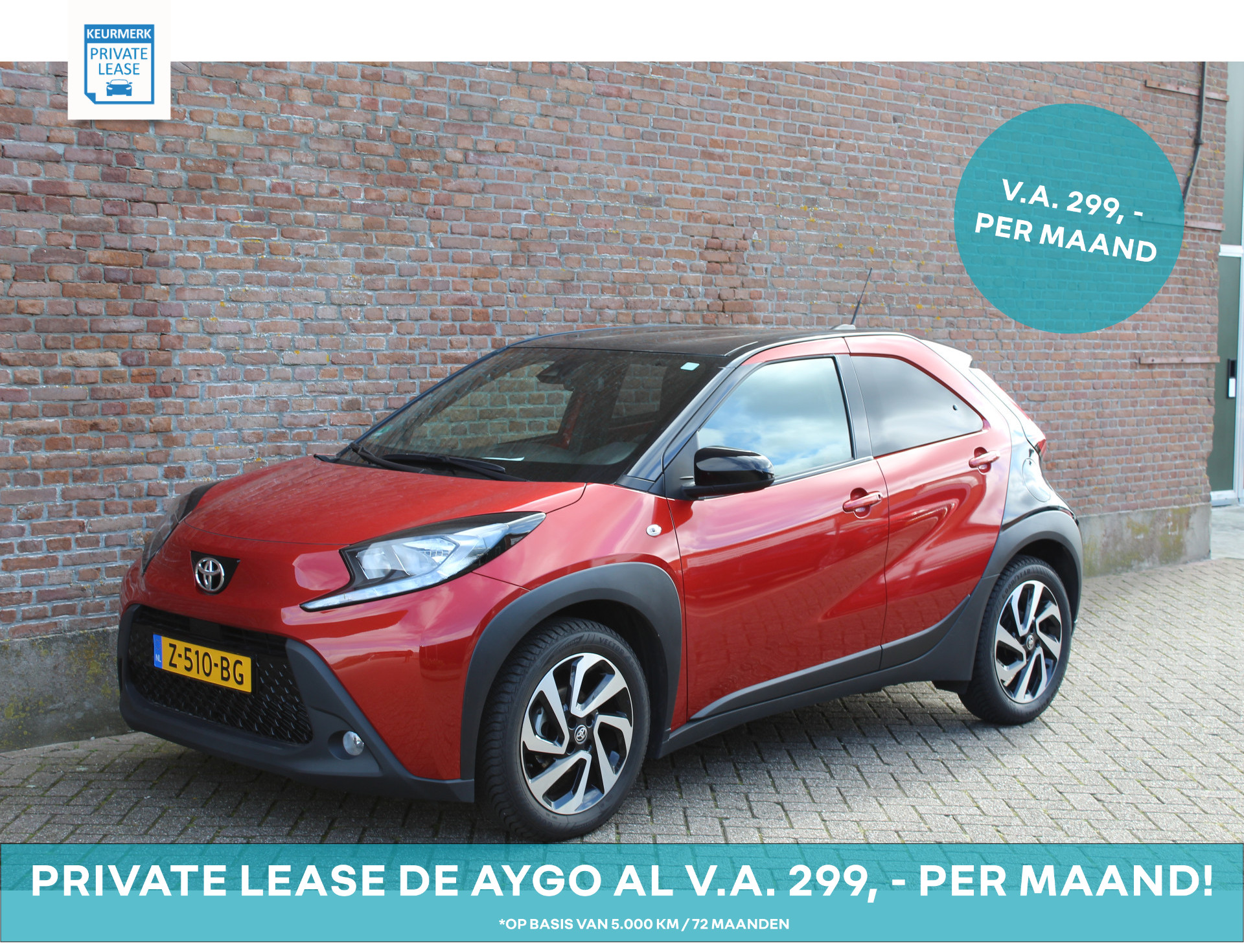 Toyota Aygo X 1.0 VVT-i MT Pulse - PRIVATE LEASE va. € 299,- pm.