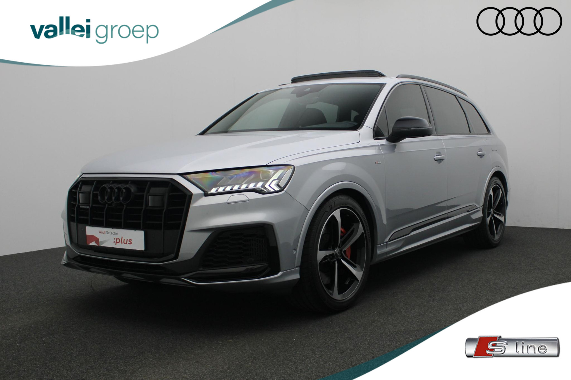 Audi Q7 55 TFSI e 381PK tiptronic quattro Pro Line S / S-Line | Pano | Matrix LED | 360 Camera | Leder/alcantara | Geheugenstoel | Stoelverwarming | Navi | ACC | Keyless