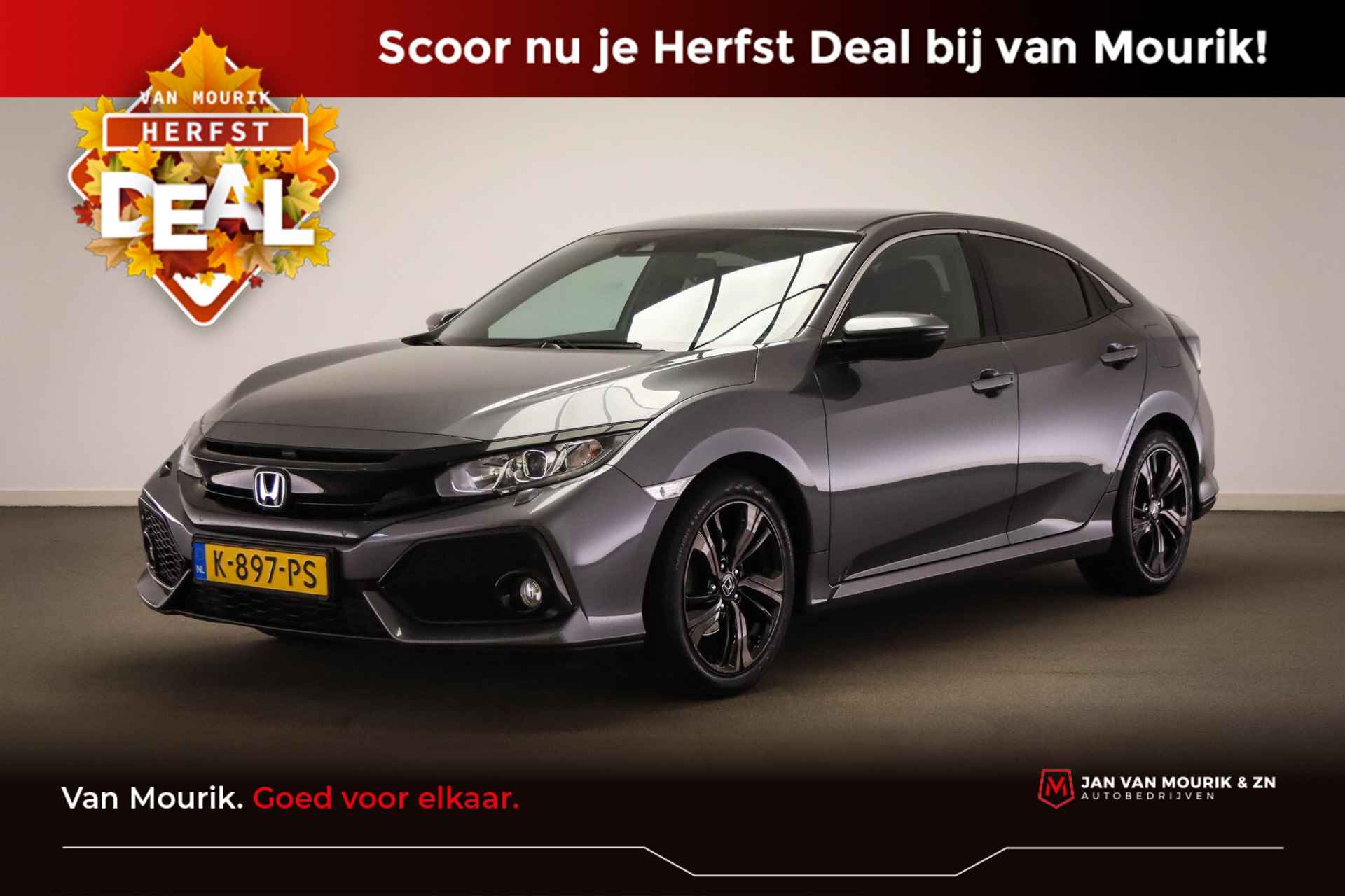 Honda Civic 1.0 i-VTEC Elegance | CLIMA | STOELVERWARMING | ACC | NAVI | DAB | PDC | CAMERA | 17" | DEALER ONDERHOUDEN - 1/44