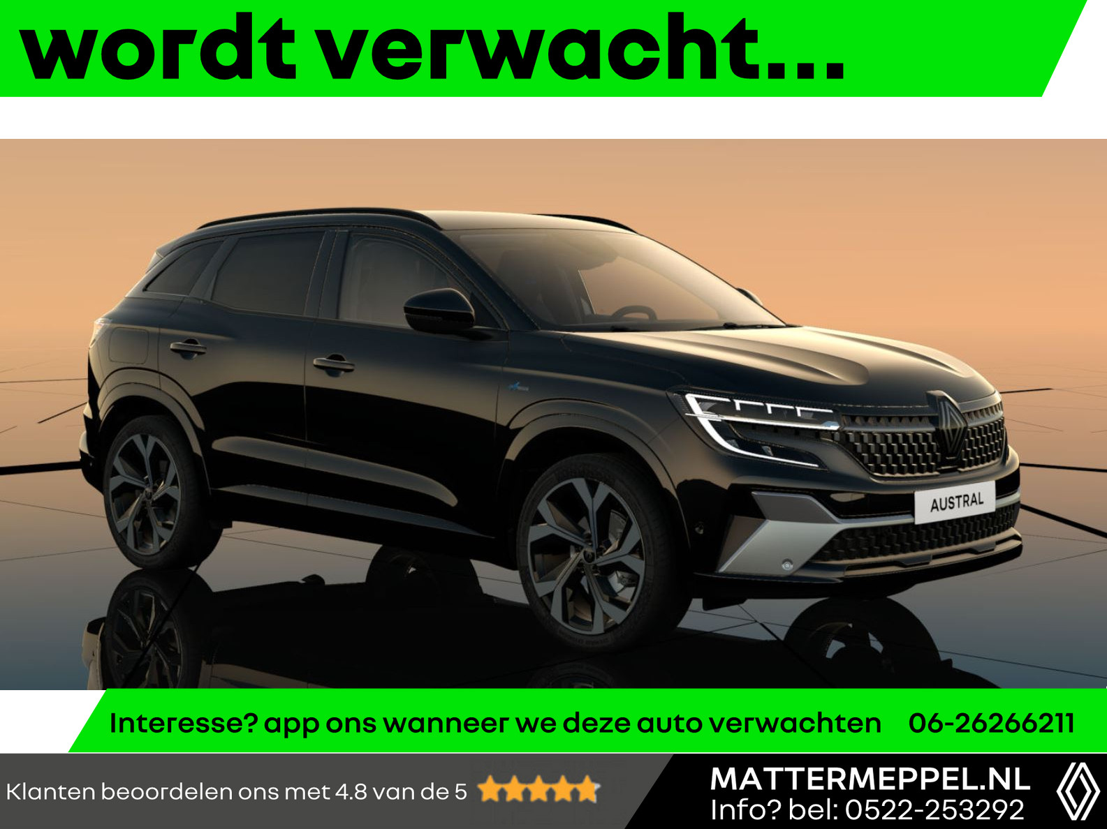 Renault Austral 1.2 E-Tech Hybrid 200 Techno Esprit Alpine Automaat | Pack Safety | Elektrische Klep | Reservewiel | Navigatie | Apple CarPlay/