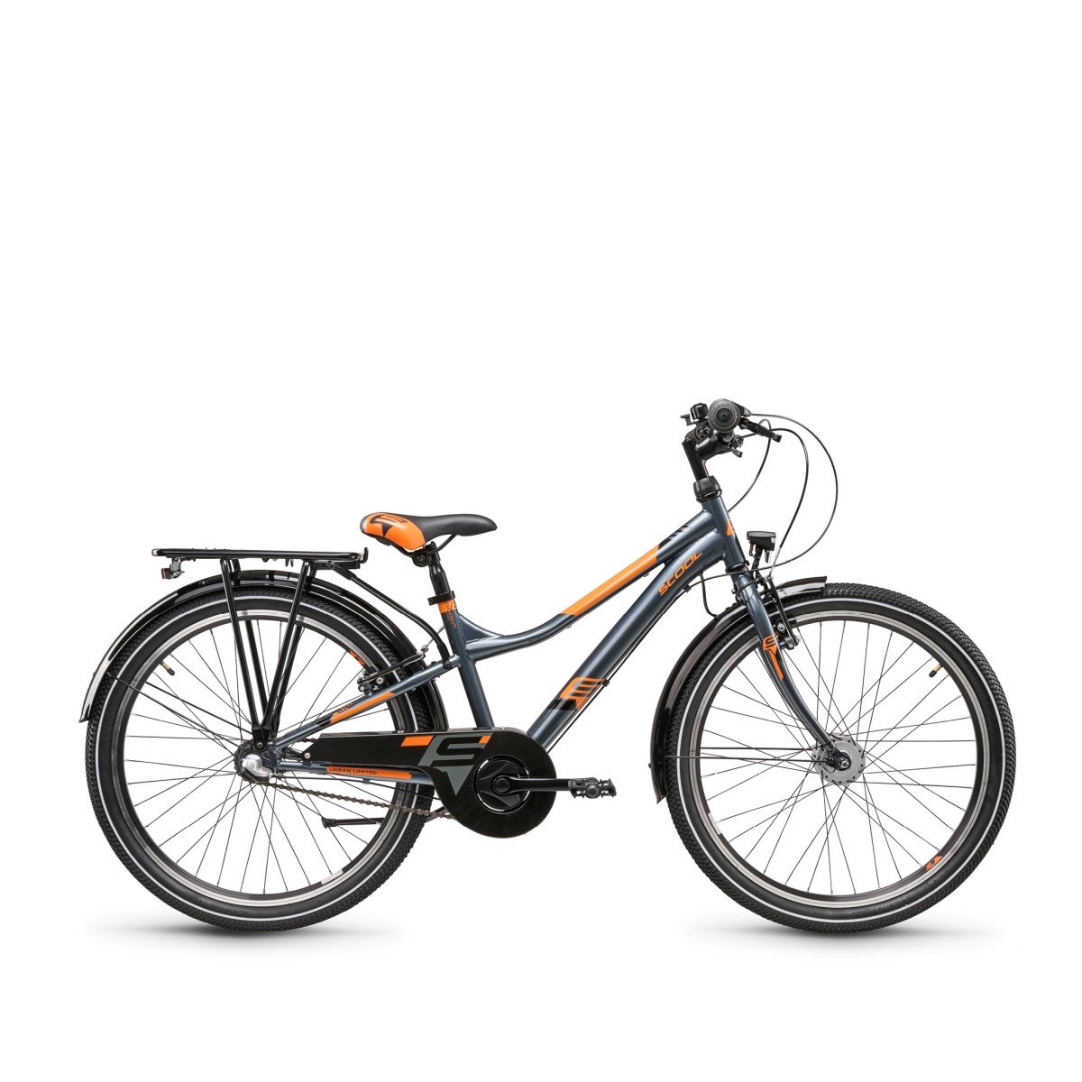 Scool Urban steel ltd 24 3-Speed Jongens Dark Grey/Orange 2024