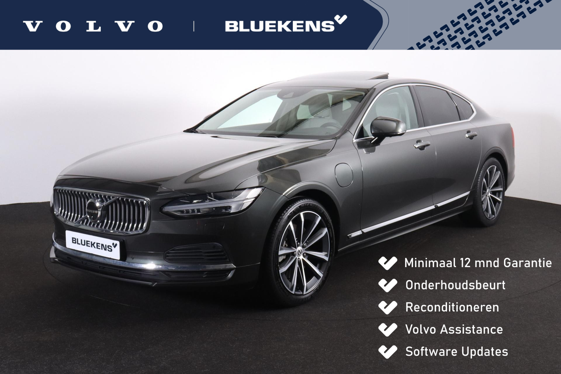 Volvo S90 T8 AWD Inscription Exclusive - Panorama/schuifdak - IntelliSafe Assist & Surround - 360º Camera - Harman/Kardon audio - Verwarmde voorstoelen, stuur & achterbank - Parkeersensoren voor & achter - Elektr. bedienb. voorstoelen met geheugen - Head up display - 19' LMV