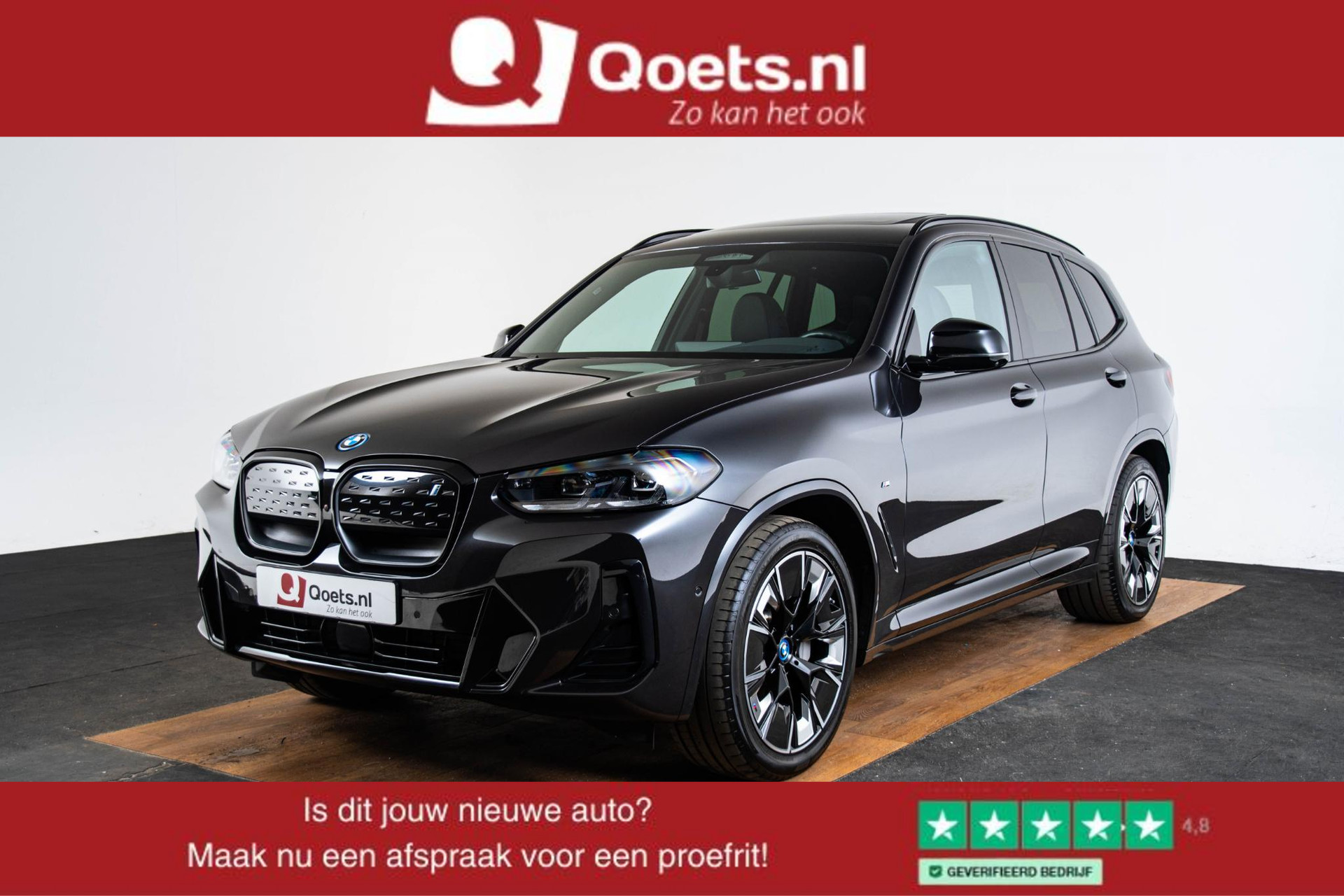 BMW iX3 High Executive 80 kWh Trekhaak - Panoramadak - Frozen Grey exterieur - Elektrisch verwarmde voorstoelen - Getinte Ruiten - Driving Assistant Professional - Active Protection - Automatisch dimmende binnen/buitenspiegel -