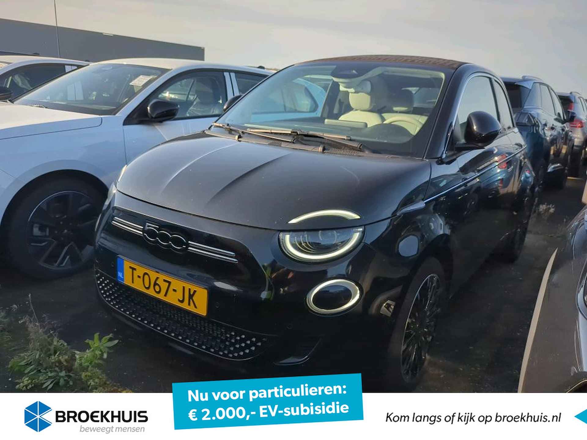 Fiat 500E La Prima 42kWh Cabrio 3 Fase €2000 SUBSIDIE! | Verwacht! | Navigatie | Leder | Achteruitrijcamera | Stoelverwarming | Climate Co - 1/20