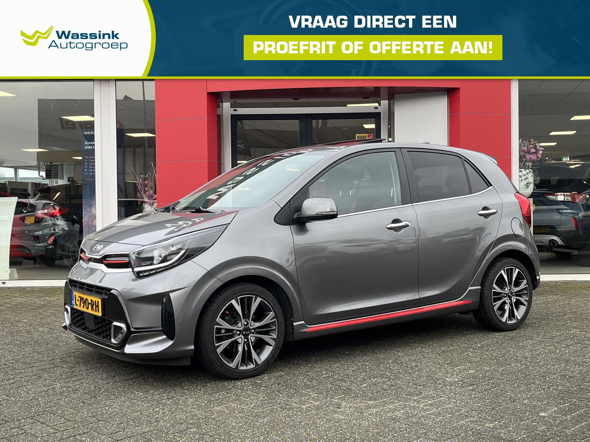 Kia Picanto 1.0 T-GDi 100pk 5-zits GT-Line | Verwarmbare stoel en stuur | Navigatie | Camera | Apple Carplay | Climate Control | Keyless Entry | Schuifdak |