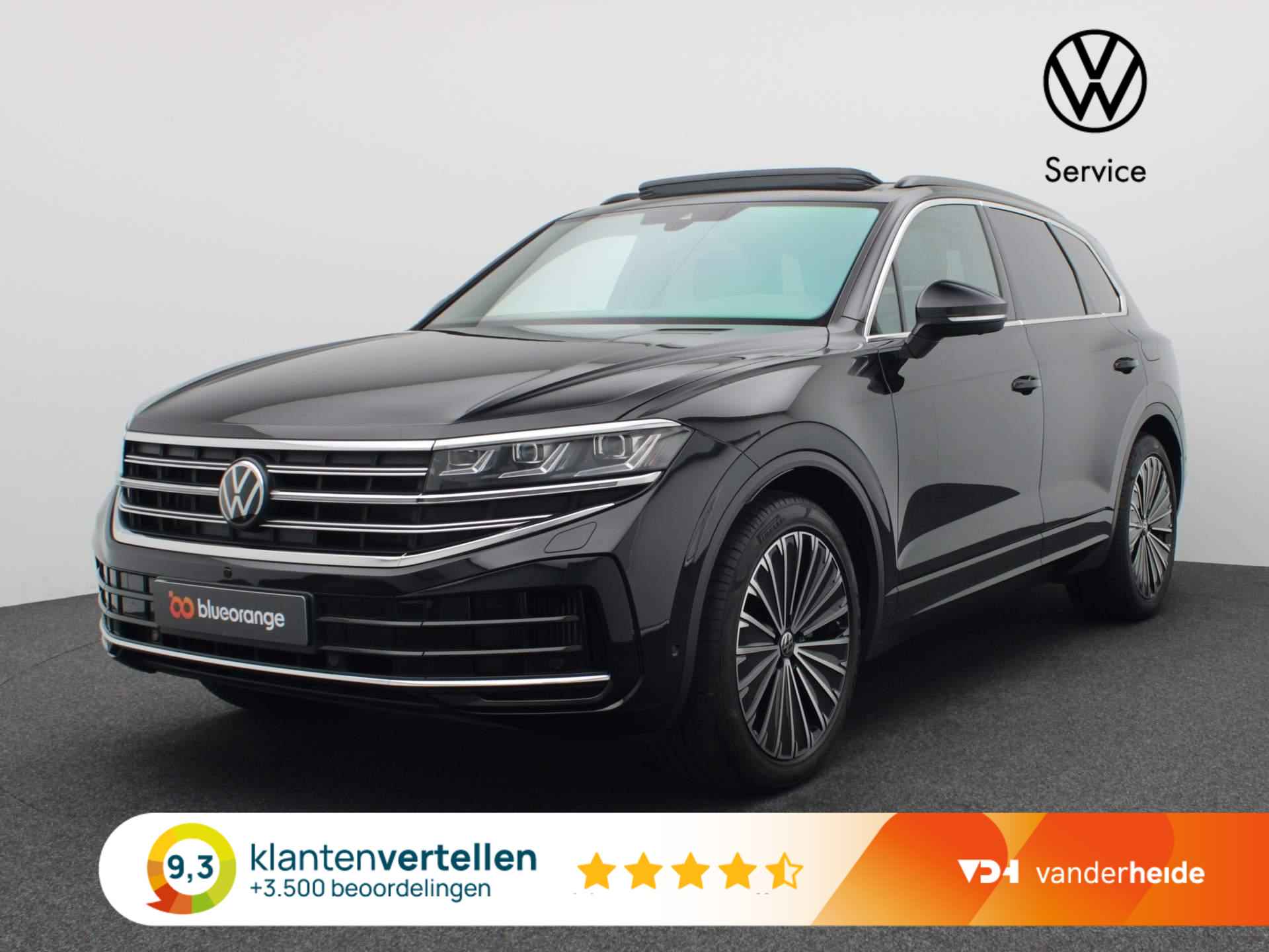 Volkswagen Touareg 3.0 TSi eHybrid 4MOTION Elegance 382PK DSG Luchtvering, Servosluiting, Pano-Schuifdak, 360gr Camera, Keyless, Side Assist, Trekhaak, 21" LM Velgen