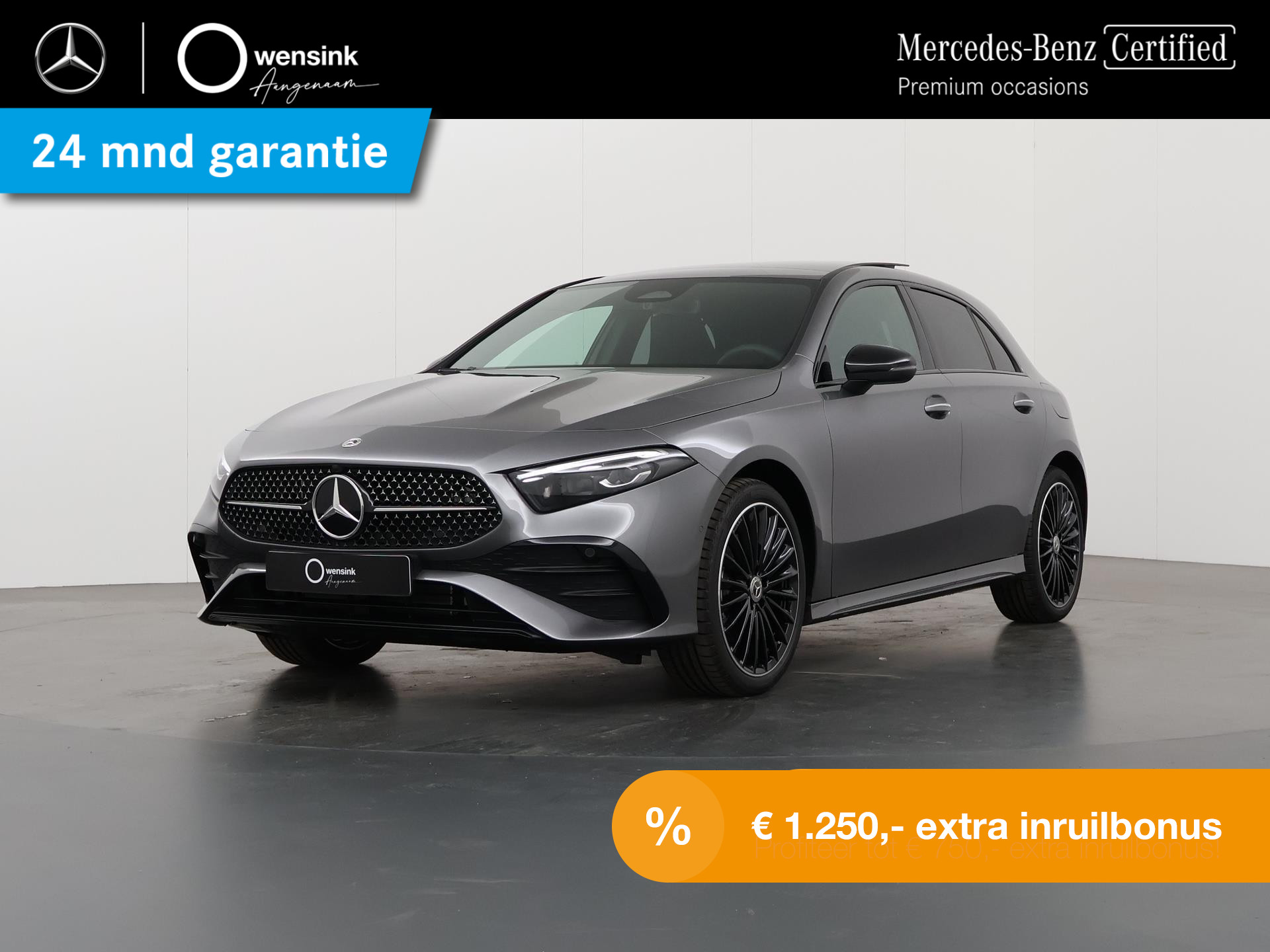 Mercedes-Benz A-klasse 250e AMG NIGHT | Panoramadak | Sfeerverlichting | Dodehoekasssitent | Achteruitrijcamera | Stoelverwarming | MULTIBEAM LED |