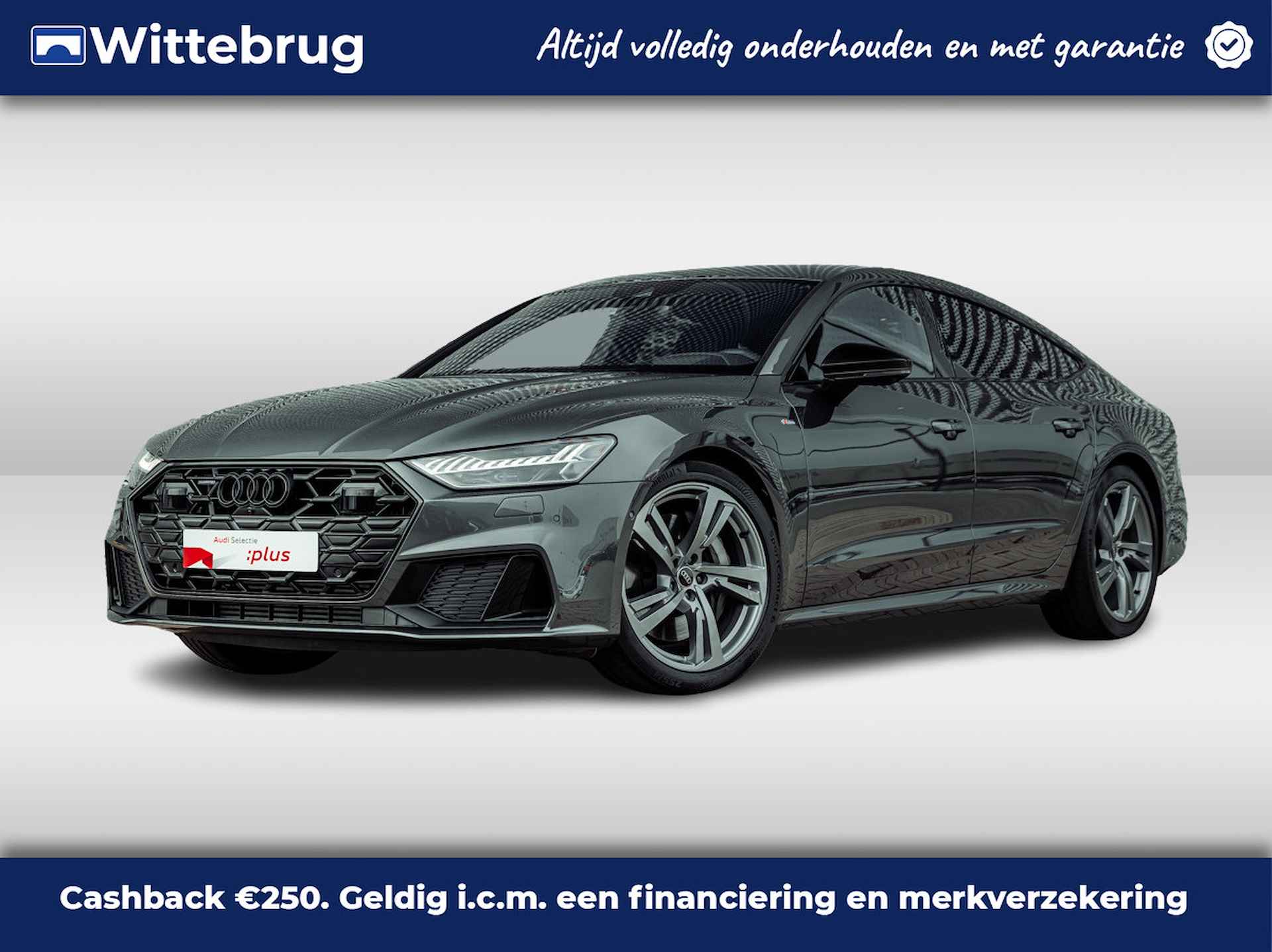 Audi A7 Sportback 50 TFSI e 299pk quattro S Line exterieur | Nieuw 99k | Head Up | Memory | Topview | Assistentiepakket plus | Matrix Laser | 20" LM velgen | Trekhaak | Bang & Olufsen - 1/37