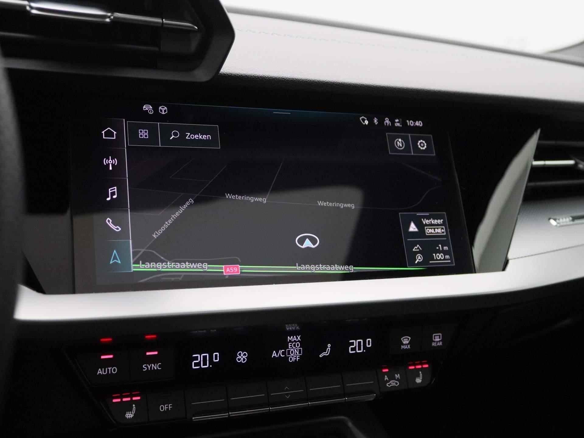Audi A3 Limousine 30 TFSI S edition 110 PK | S-line exterieur | Automaat | Navigatie | Panoramadak | Adaptive Cruise Control | Half-Leder | Trekhaak | Parkeersensoren | Stoelverwarming | Lichtmetalen velgen | Climate Control | B&O Sound System | Fabrieksgarantie | - 18/46