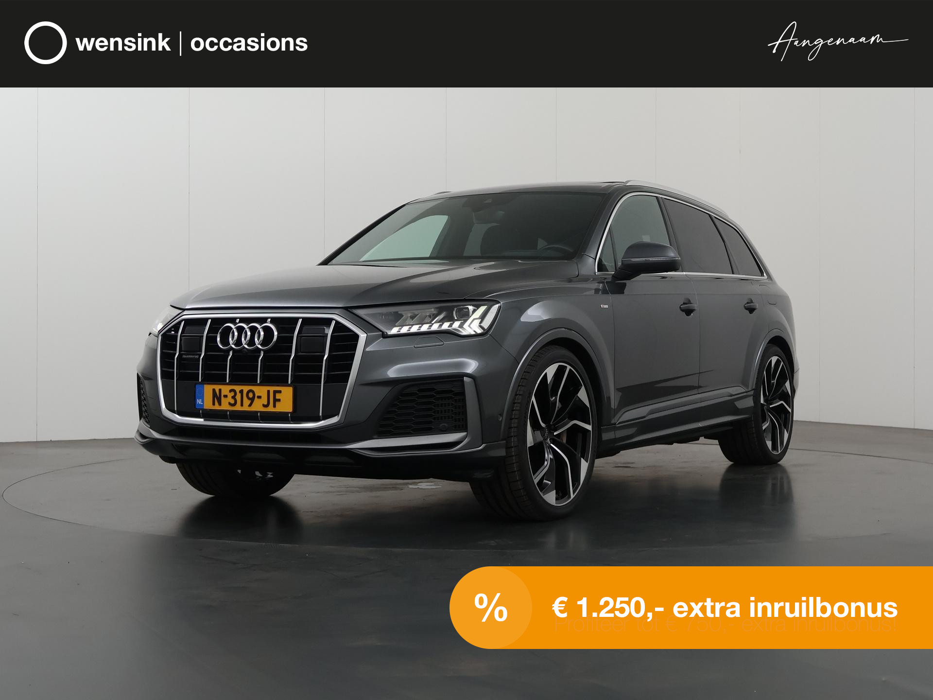 Audi Q7 55 TFSI e quattro S Line | Panoramadak | Matrix LED | Ele.stoelen + Geheugen | BOSE Audio | HUD |Rij-Assistentie pakket | Adaptieve CruiseControl | Adaptief Onderstel | 360 Camera | DAB | Trekhaak Wegklapbaar |