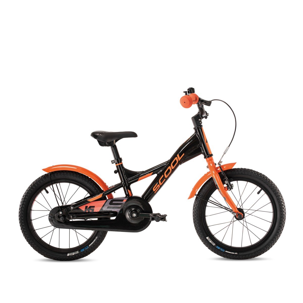 Scool XXlite 16-1 1-speed terugtraprem Jongens Black/Orange 16 inch 2024