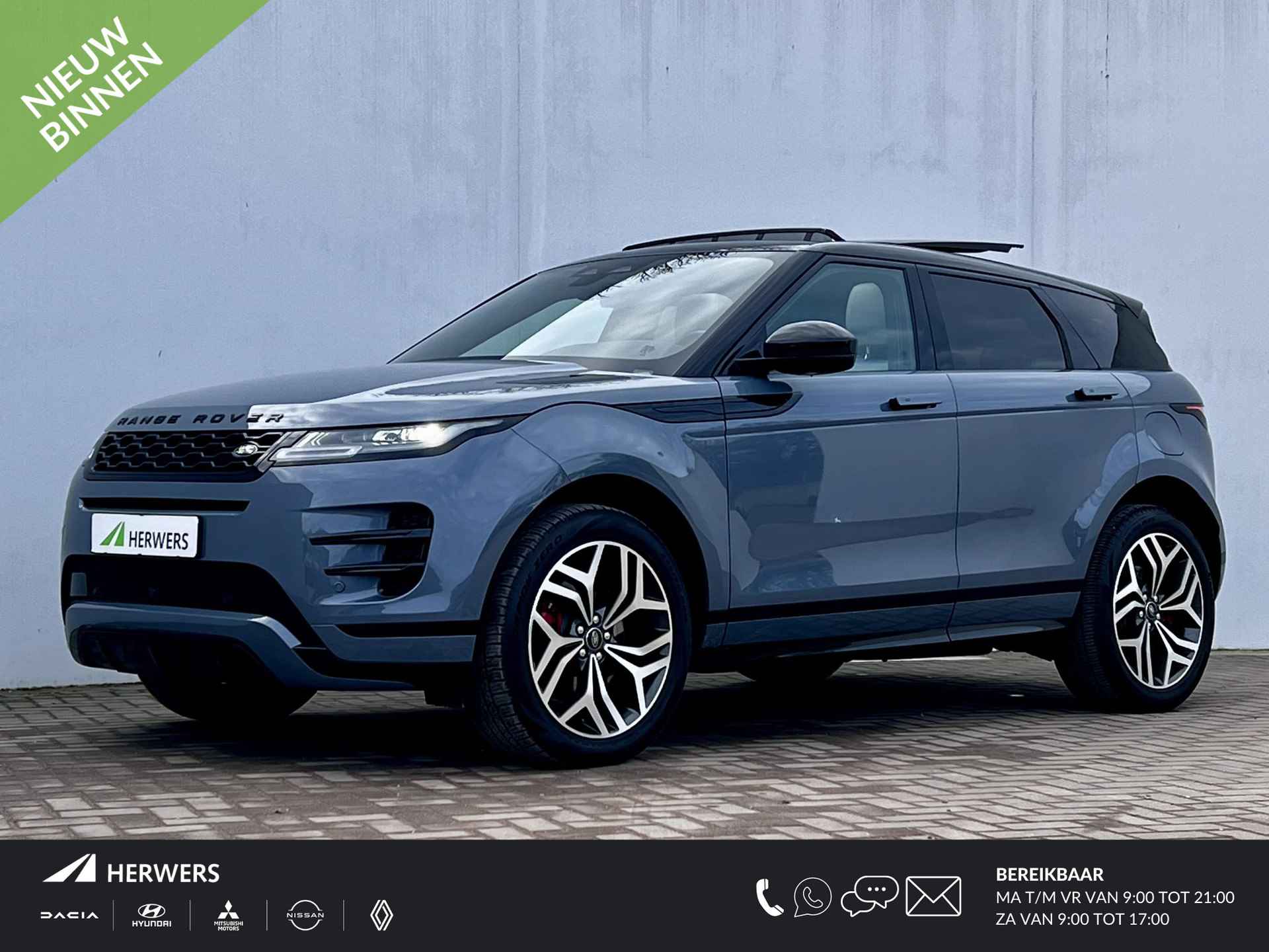 Land Rover Range Rover Evoque 1.5 P300e AWD 308 pk Autobiography / Dealer onderhouden / PHEV CCS Snelladen / Panorama schuifdak / Trekhaak Elektrisch 1.600 kg / Leder / Meridian Audio / Zeer compleet / All Seaon banden /