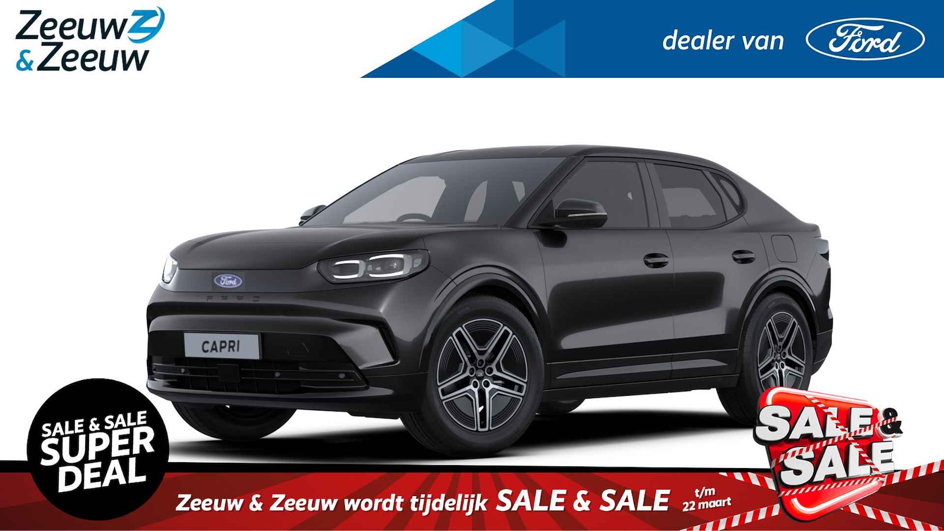 Ford Capri Premium Ext Range AWD 79 kWh  | Nieuw te bestellen bij Zeeuw & Zeeuw Ford Alphen | Prijs inclusief 2400 euro Ford Voordeel | Financiering via Ford Options mogelijk | Automaat