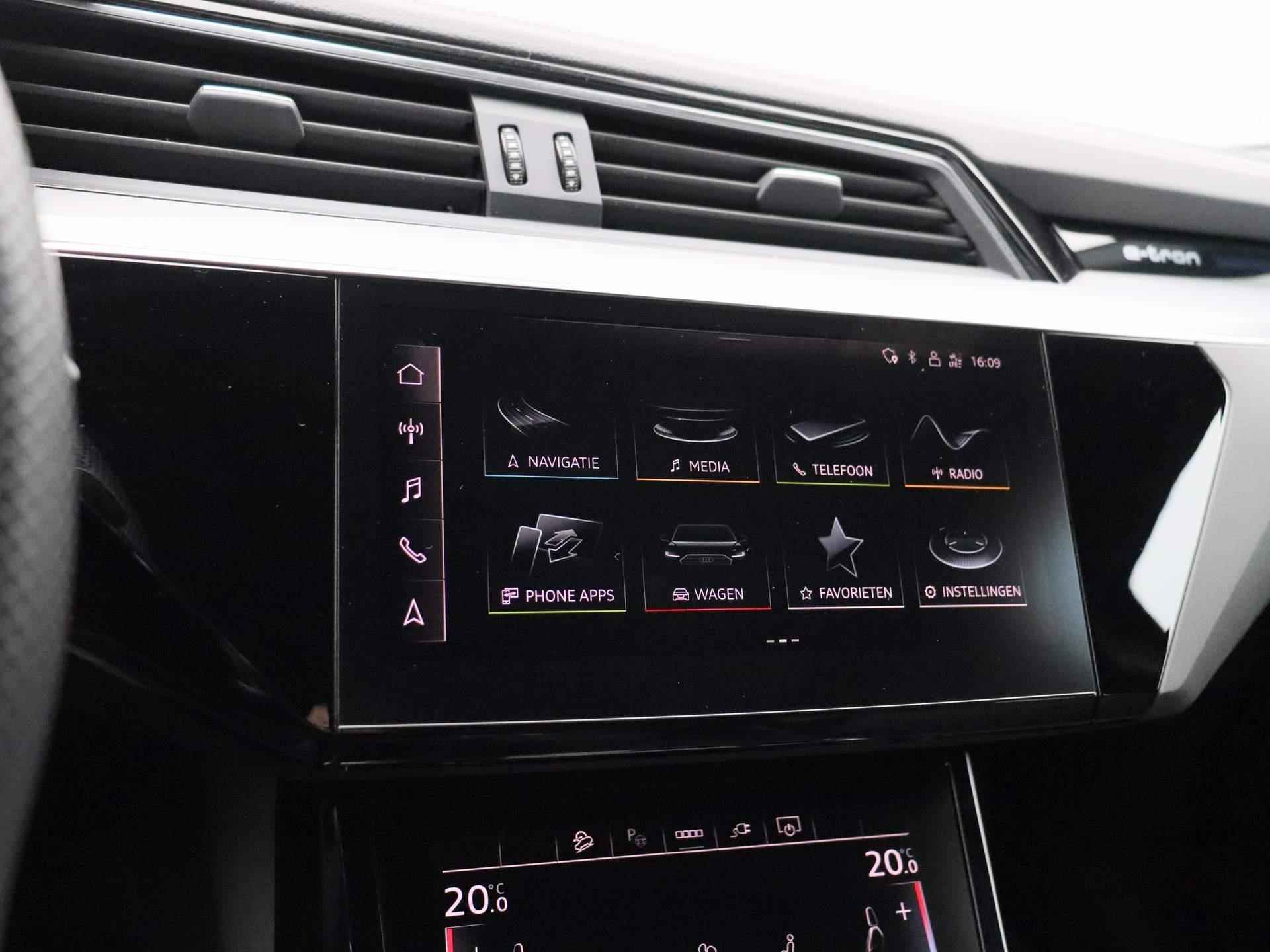 Audi e-tron Sportback S quattro 95 kWh 500 PK | Navigatie | 22 Inch wielen | Remzadels Rood | S-Sportstoelen | Optiek zwart pakket | Airco | Camera | - 34/52