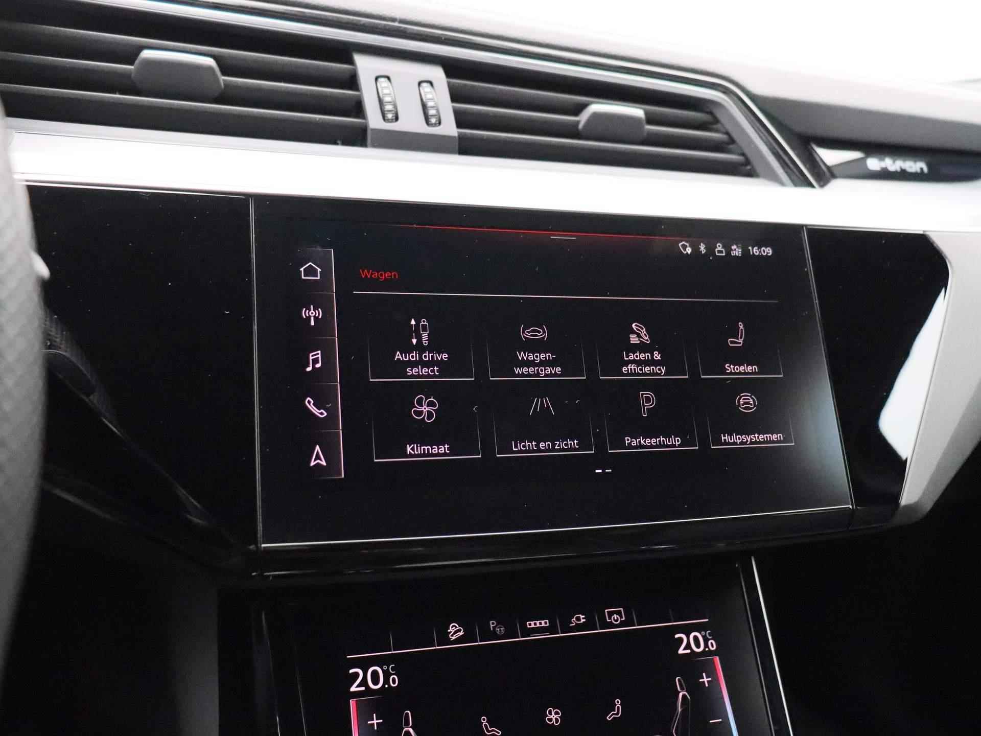 Audi e-tron Sportback S quattro 95 kWh 500 PK | Navigatie | 22 Inch wielen | Remzadels Rood | S-Sportstoelen | Optiek zwart pakket | Airco | Camera | - 35/52