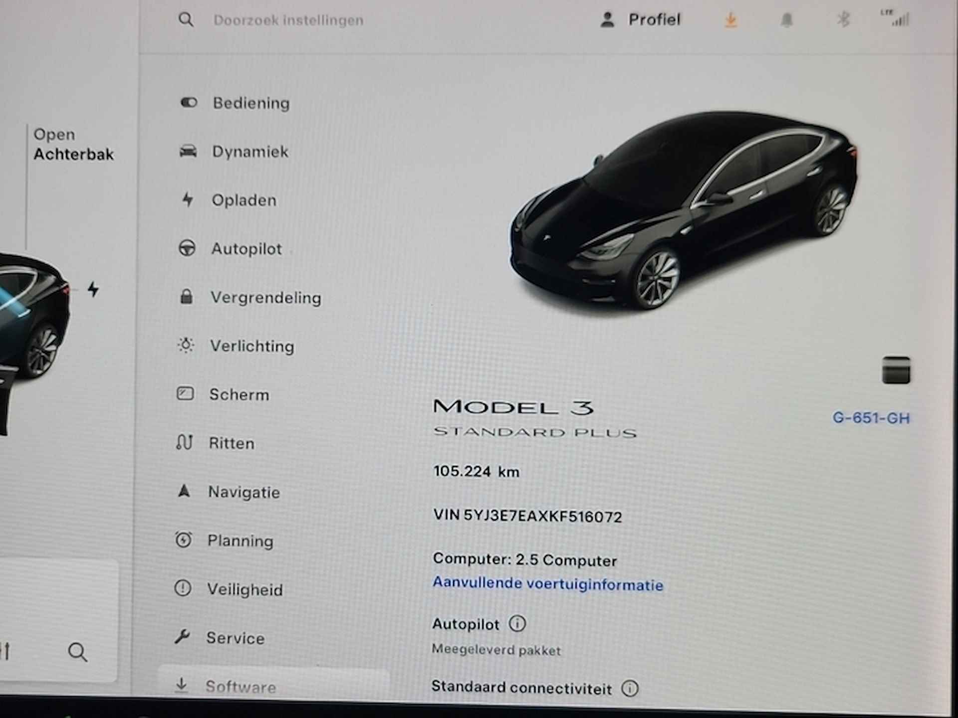 Tesla Model 3 Standard RWD Plus 60 kWh (238 PK) 1e-Eig, Tesla-Dealer-Onderh, 12-Mnd-BOVAG, NL-Auto, Leer, Panorama, Autopilot, Keyless-Entry/Start, Achteruitrijcamera, Parkeersensoren-V+A, DAB, Bluetooth, Stoelverwarming, Licht-Zicht-Pakket, Lm-Velgen-18Inch, Privacy-Glas - 12/19