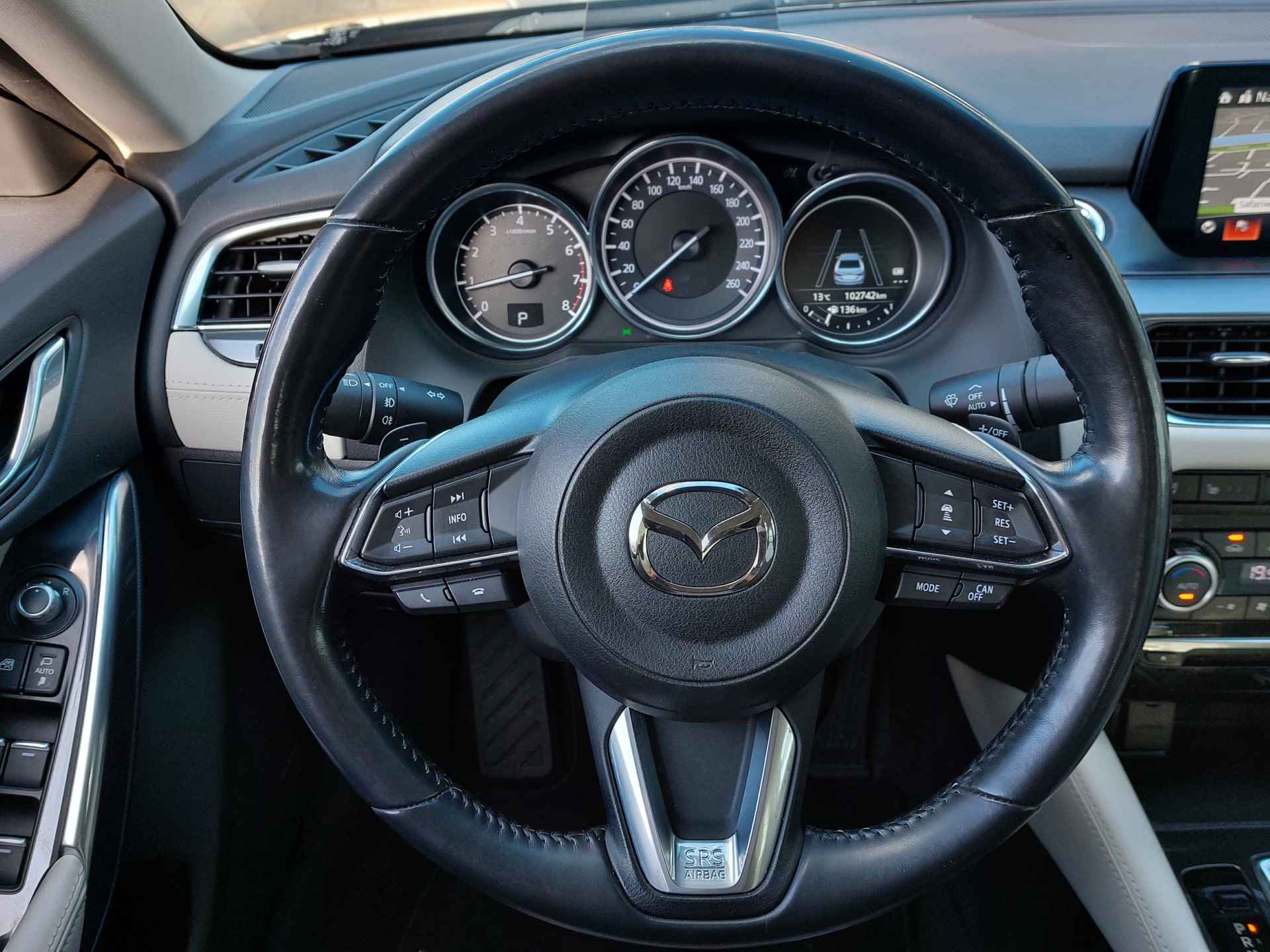 Mazda 6 2.5 Skyactiv-G 192pk Automaat GT-M | Navi+Apple Carplay | Leder+Verwarmd+Elek.Verstel | Schuifdak | Adap.Cruise | Head-Up |  Pdc V+A+Camera | Keyless Entry | Dodehoek+Rijstrooksensor | 19''lm - 11/52