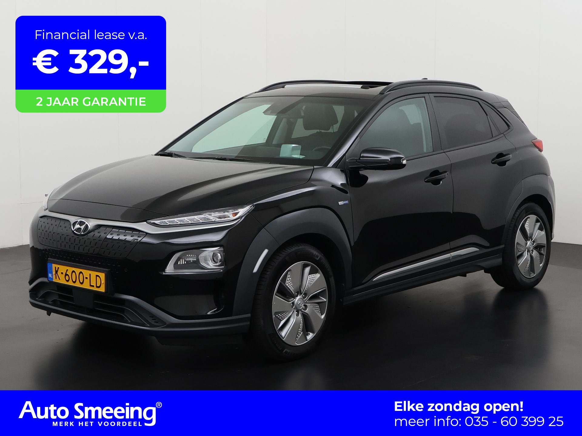 Hyundai Kona EV Premium 64 kWh 3 fase | Schuifdak | Leder | Trekhaak | Camera | Zondag Open!