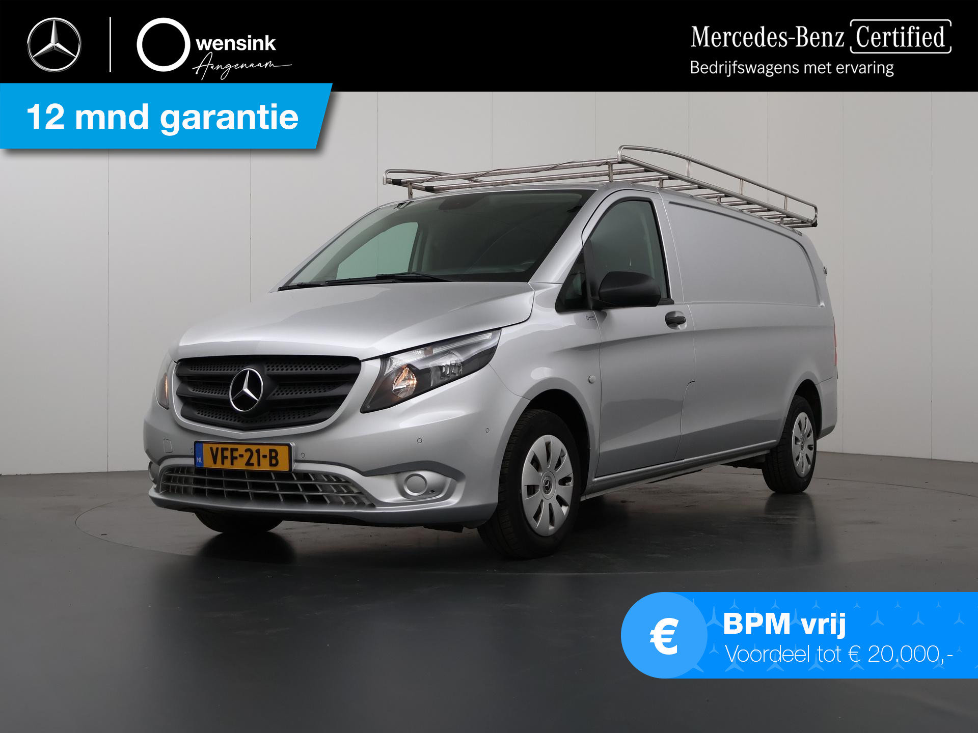 Mercedes-Benz Vito 114 CDI Aut. | L3 XL | Imperiaal | Airco | Cruise Control | 3-zits | Navigatie | Parkeercamera | Achterdeuren | Trekhaak | Certified