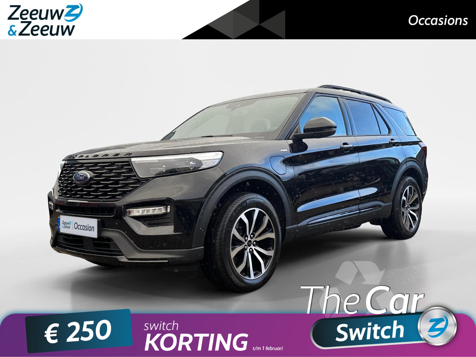 Ford Explorer 3.0 V6 EcoBoost PHEV ST-Line | Dealer onderhouden | Automaat | | Winter pack | Navigatie | Apple carplay & Android auto | B&O Audio | Adaptieve cruise control | Panorama dak | Privacy glass |20" Lichtmetalen velgen | Parkeersensoren V+A |