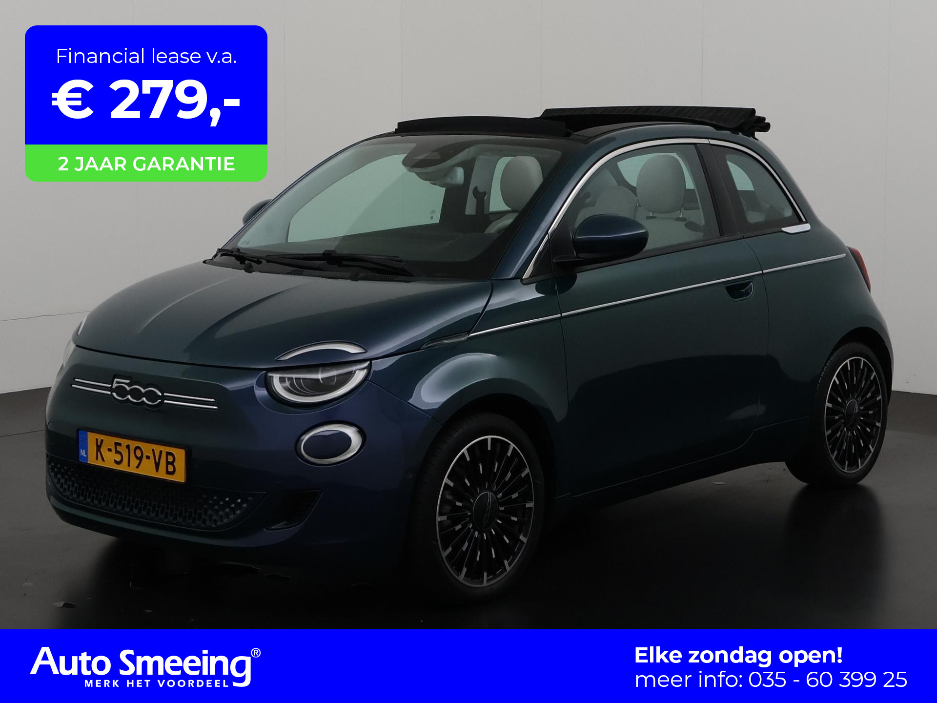 Fiat 500 C La Prima 42 kWh 19.895 na subsidie | Leder | Camera | Carplay | Winter pakket | Zondag open!