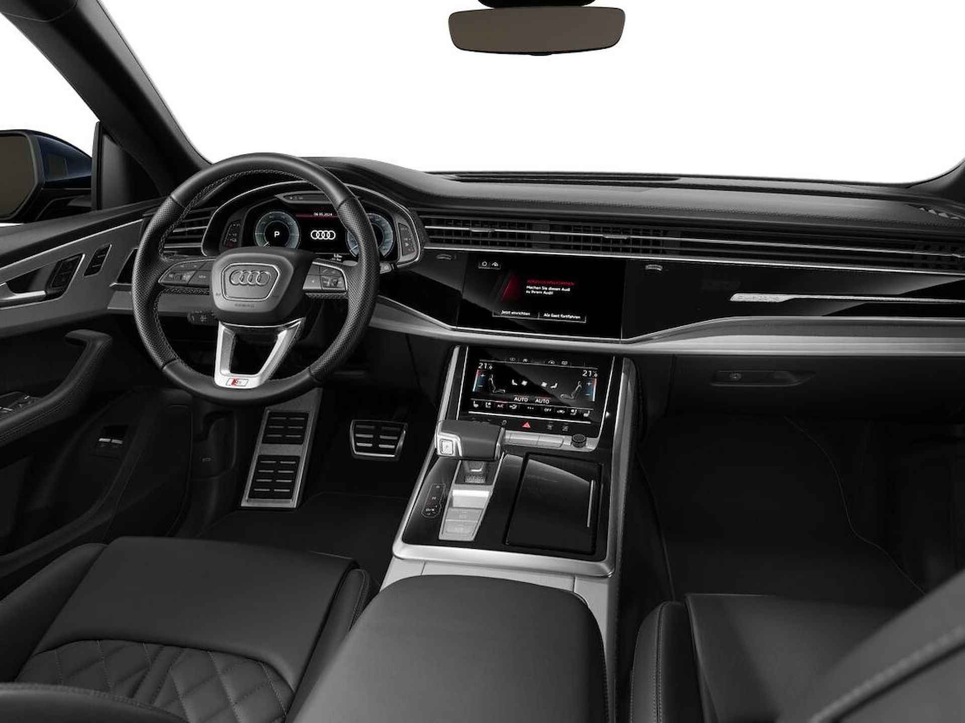 Audi Q8 55 TFSI e quattro Pro Line S 394 PK · Sportstoelen plus voorin · Glazen panoramadak · Comfortsleutel · 22" LM Velgen · Servosluiting - 3/8