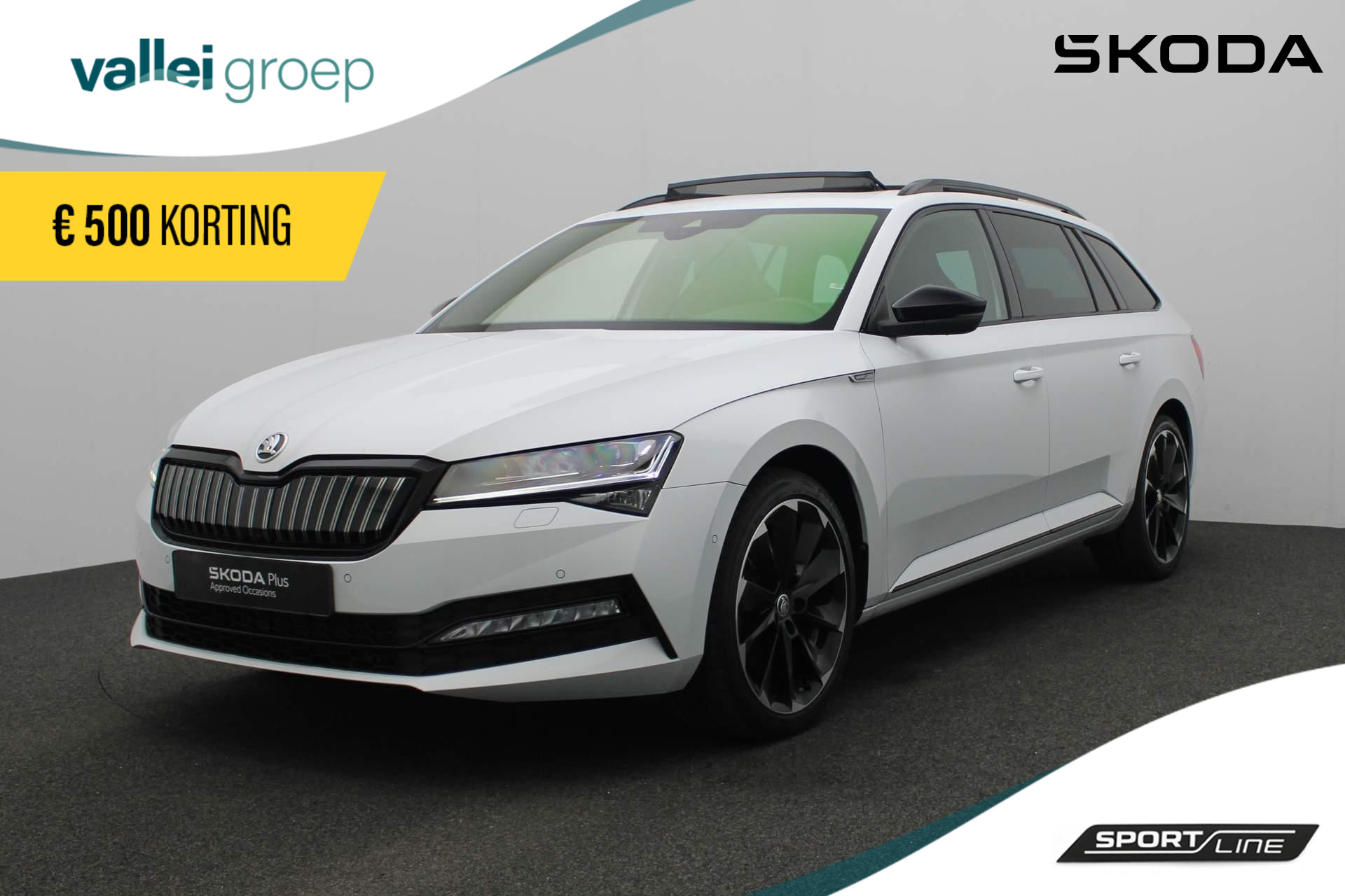 Skoda Superb Combi 1.4 TSI 218PK DSG iV Sportline Business | Pano | Trekhaak | CANTON | 360 camera | Matrix LED | Adaptief onderstel | Keyless | 19 inch