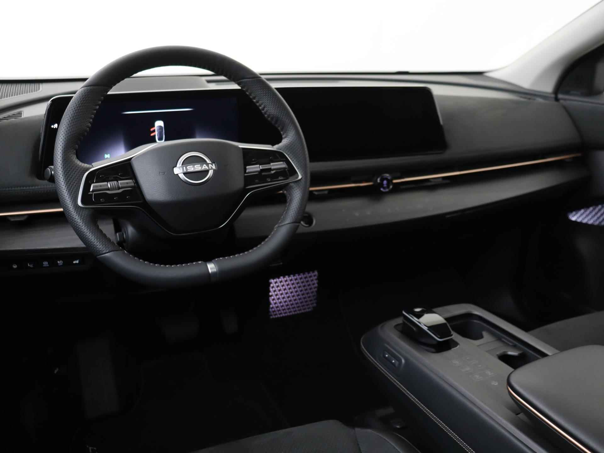 Nissan Ariya Evolve 91 kWh | 20" LMV | Two-Tone | Leder/Alcantara | Stoelverwarming en -ventilatie | Stuurwiel verwarmd | Achterbank verwarmd | ProPILOT | Bose Audio | 360-graden Camera | Elek. Achterklep - 6/31
