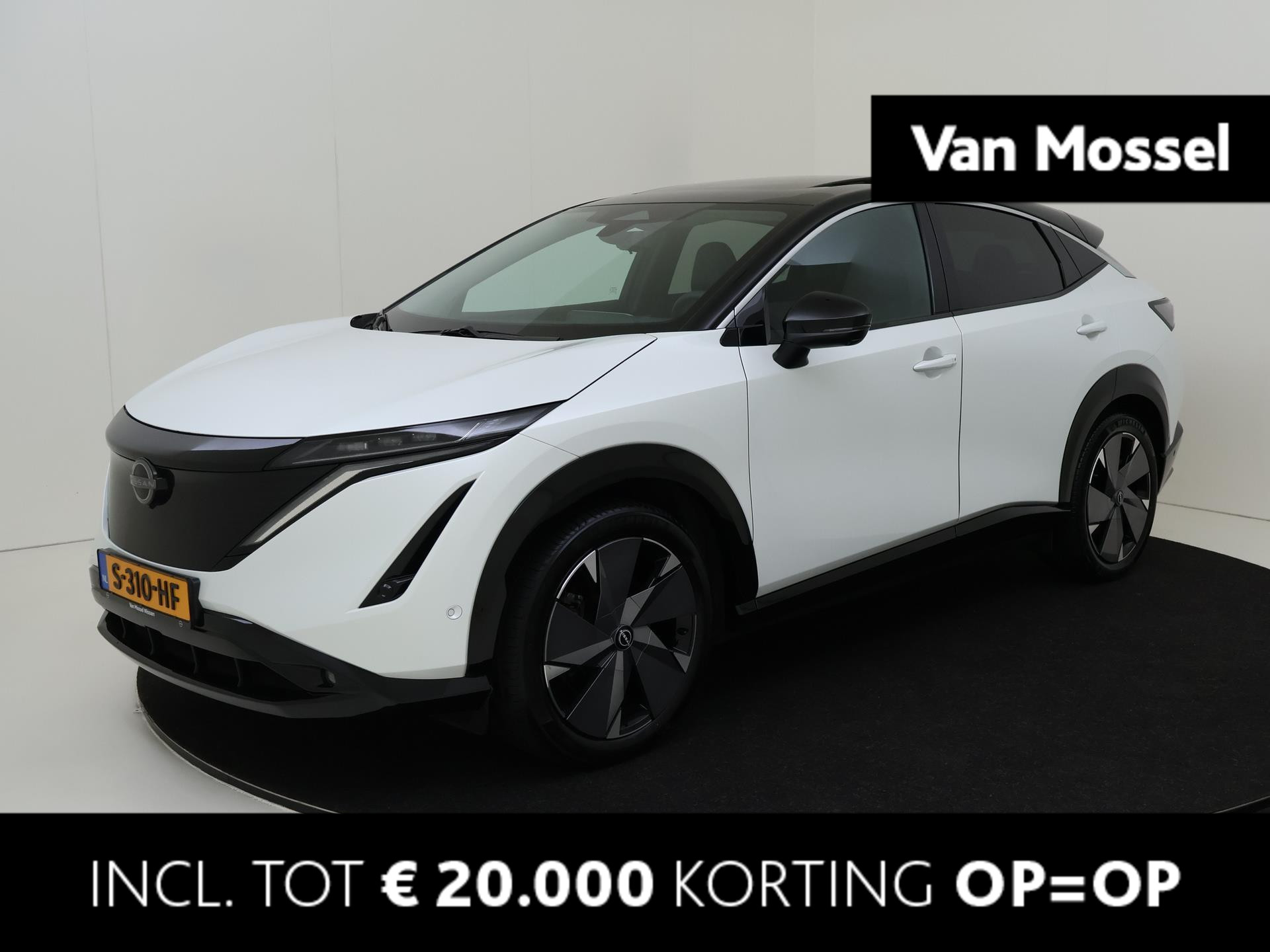 Nissan Ariya Evolve 91 kWh | 20" LMV | Two-Tone | Leder/Alcantara | Stoelverwarming en -ventilatie | Stuurwiel verwarmd | Achterbank verwarmd | ProPILOT | Bose Audio | 360-graden Camera | inclusief tot €20.000 korting