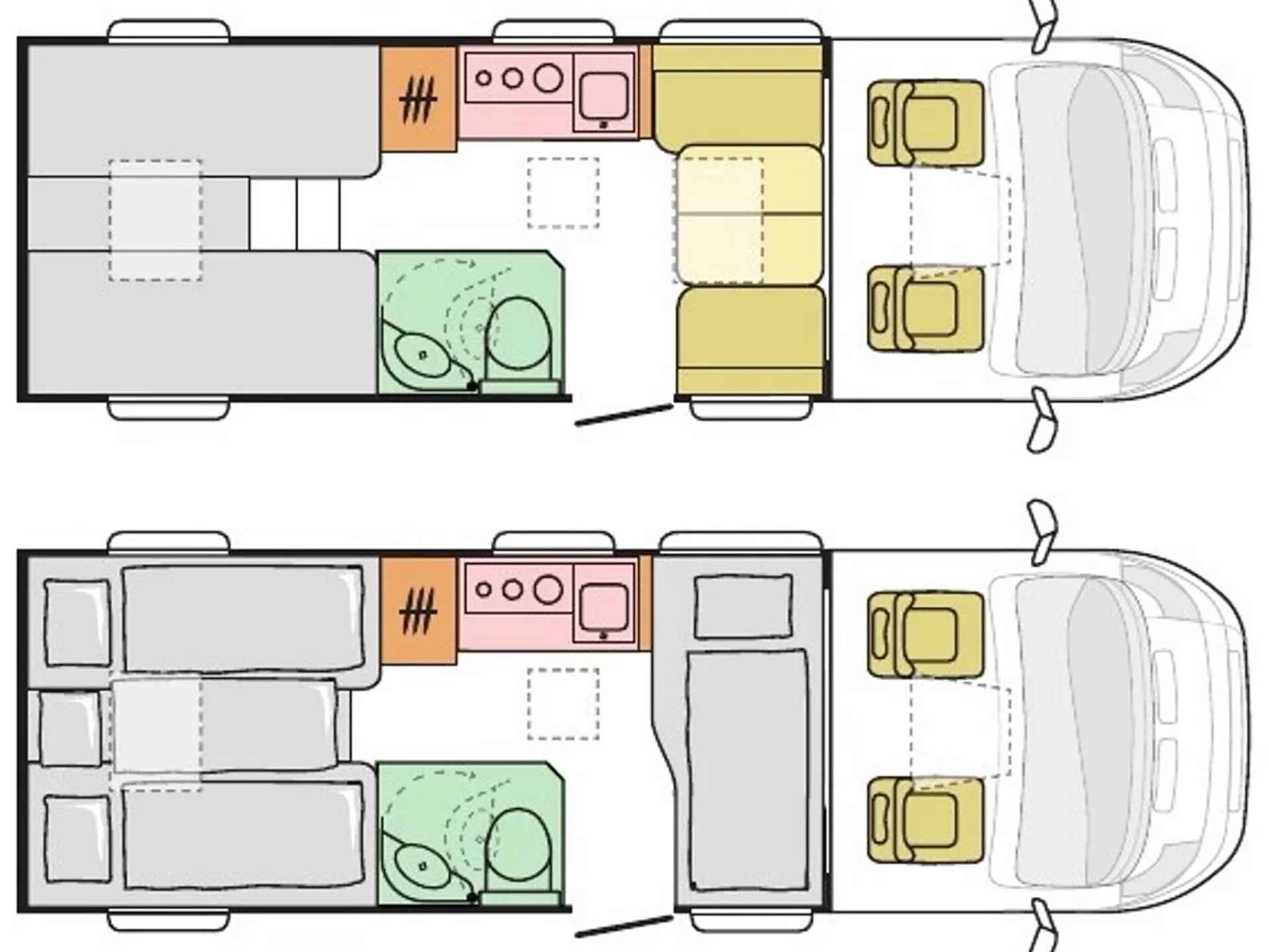 Adria Compact Plus DL 160 pk AUTOMAAT 9-Traps Euro6 Fiat Ducato **Enkele lengtebedden/4 zitplaatsen/4 slaapplaatsen/Face to Face/Luife - 5/16