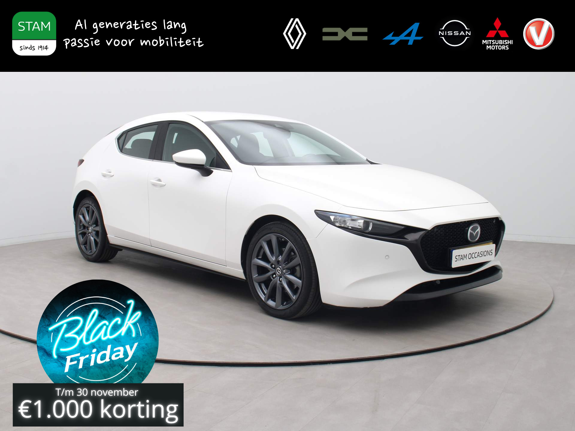 Mazda 3 123pk SkyActiv-G Comfort Adapt. cruise | Climate | Navi | Parksens. V+A | Stoel-/stuurverw.