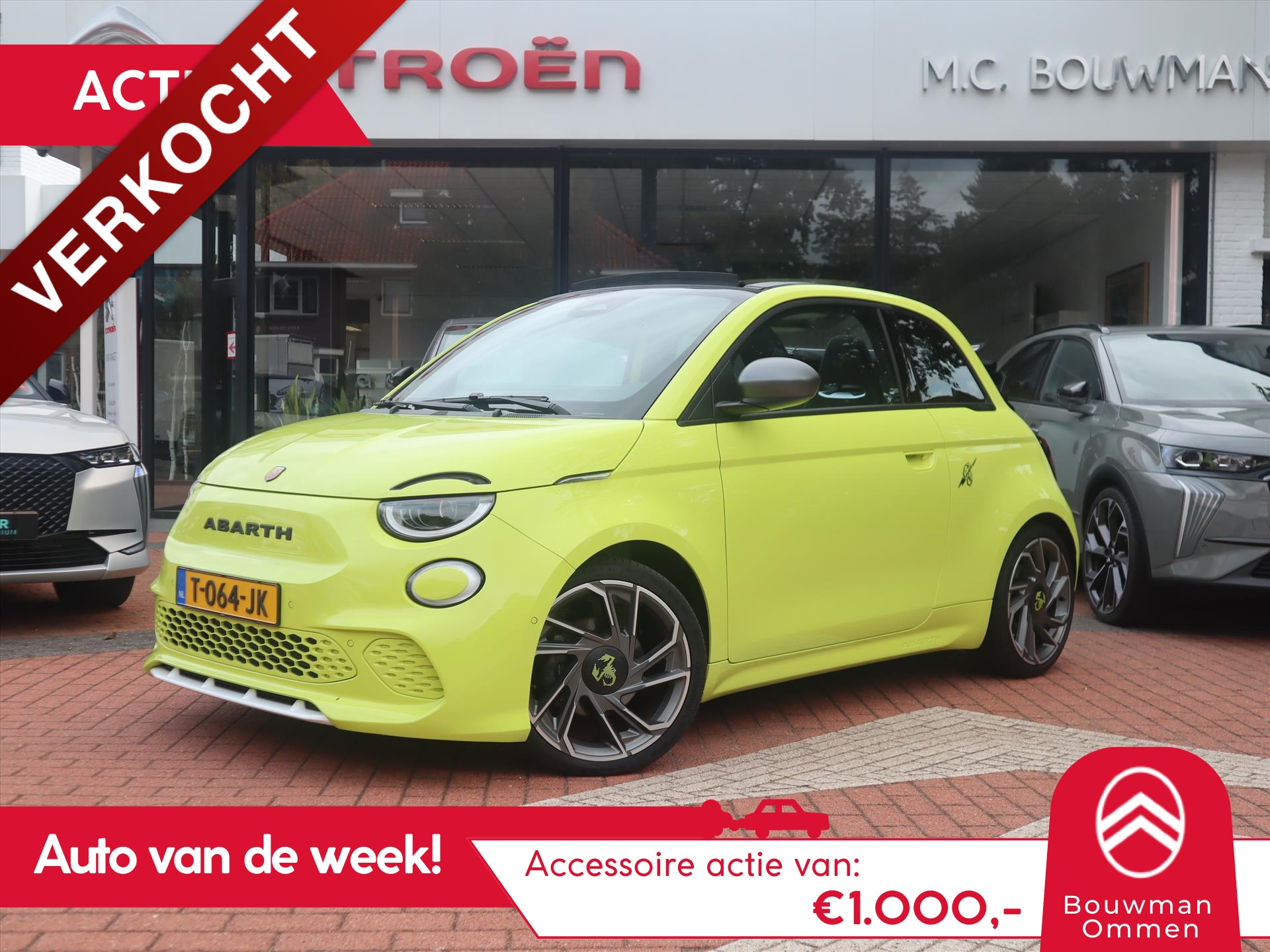 Abarth 500C *Auto van de Week actie! Cabrio 42 kWh 155PK Turismo, Rijklaarprijs | 18 inch wielen | Camera | Navigatie | Apple Carplay | JBL Audio