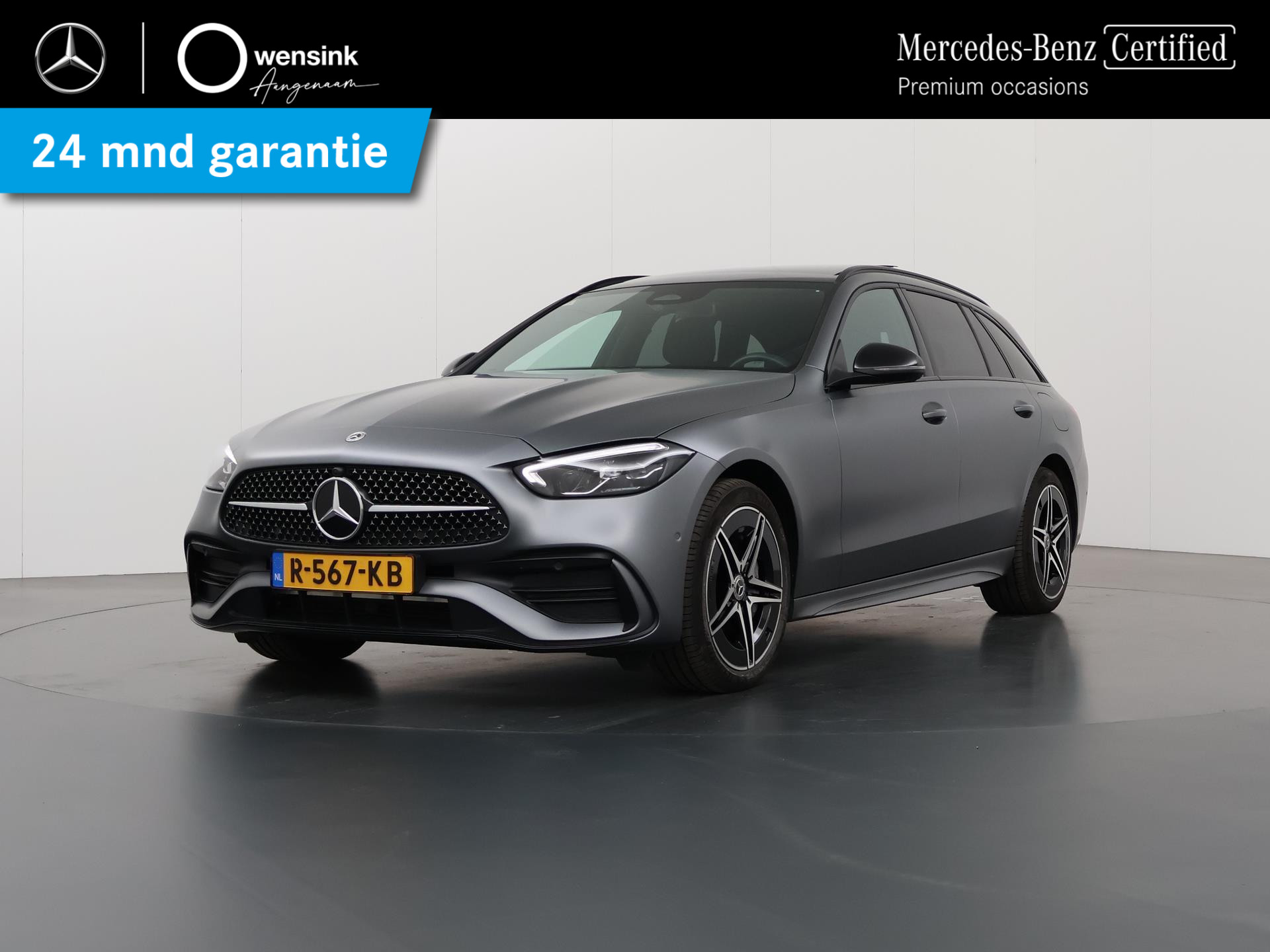 Mercedes-Benz C-klasse Estate 300 e AMG Line | Designo lak | Lederen bekleding | Panoramadak | Trekhaak | Dodehoekassistent | bij viaBOVAG.nl