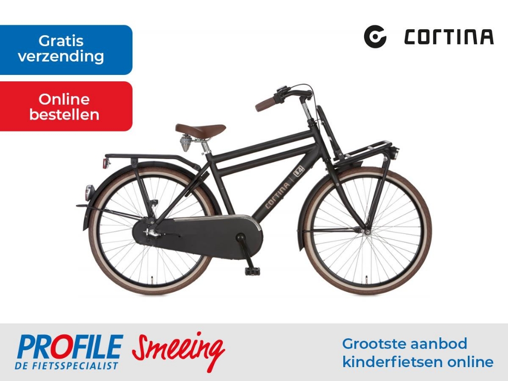 Cortina U4 Mini - J26 - Transportfiets - Mat zwart - 3 versnellingen