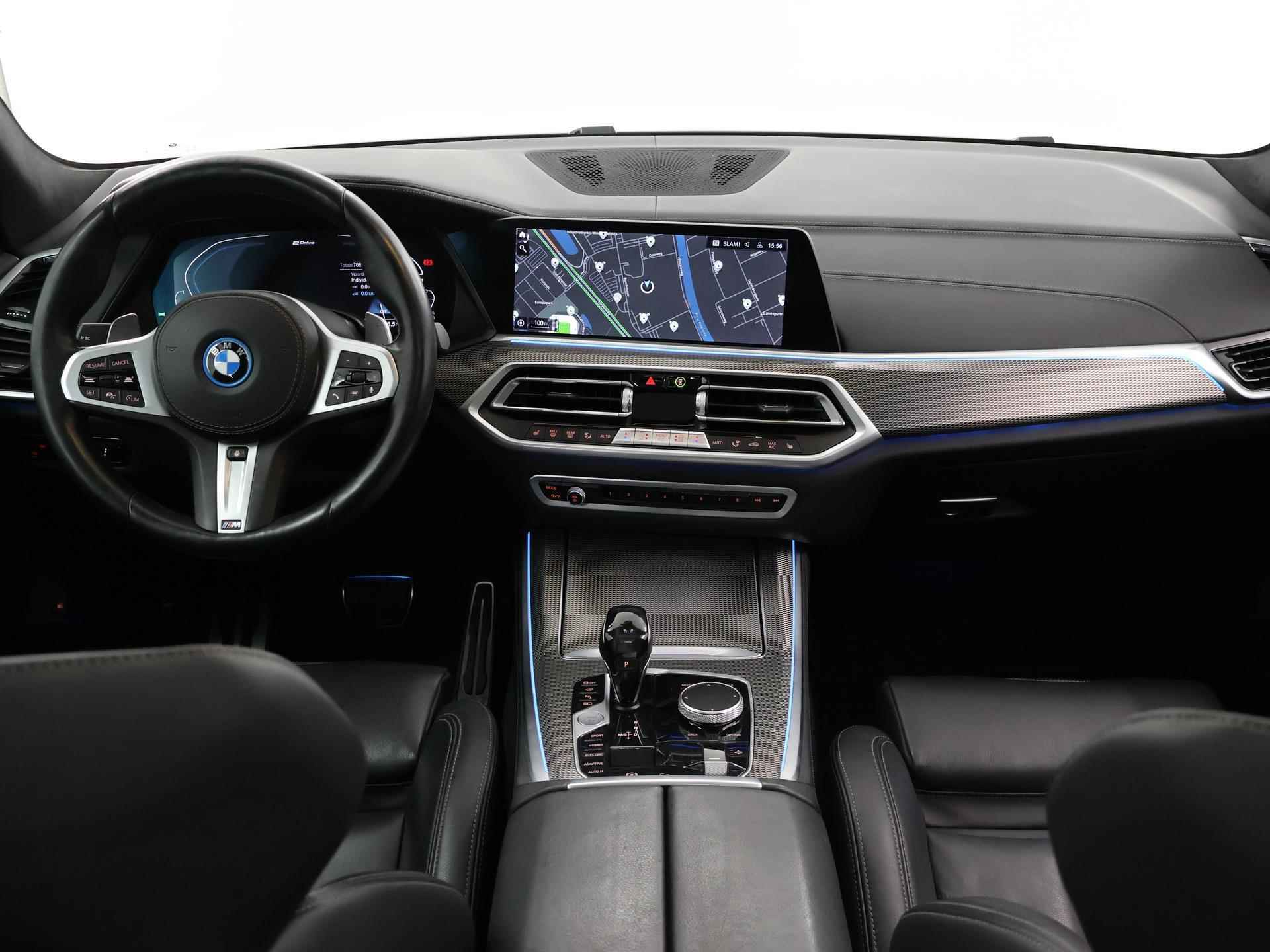 BMW X5 xDrive45e High Executive M-Sport | Sky Lounge Panormadak | Trekhaak | Laser Licht | Luchtvering | Stoel&Stuurverwarming | Navigatie | Parkeercamera 360° | Rijassistent-Systeem | Shadowline | 22" Lichtmetaal | - 10/64