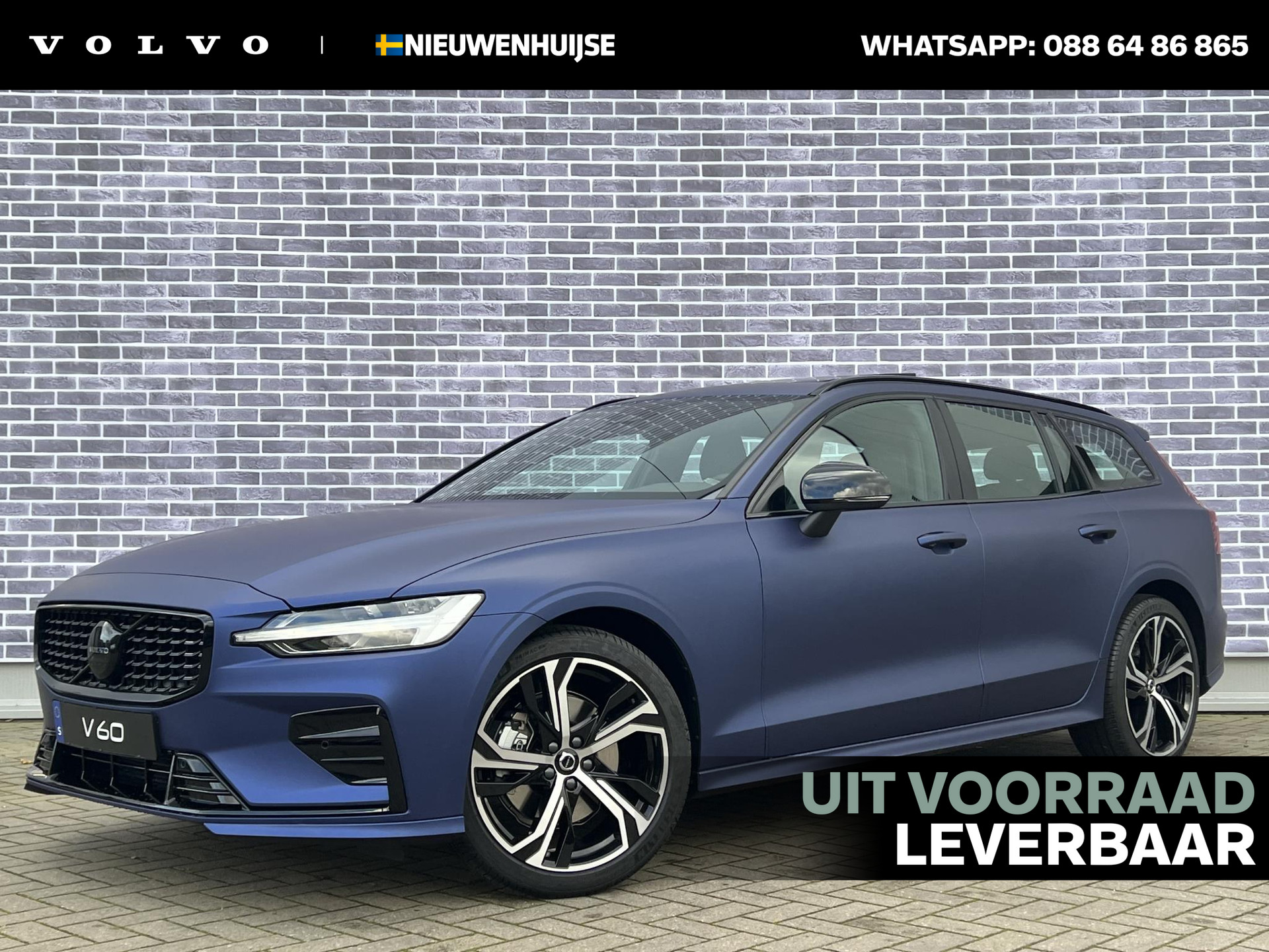 Volvo V60 2.0 B4 Plus Dark Fin. € 1.097 p/m | Uit voorraad Leverbaar | Uniek | Panoramadak | Night Blue | Styling Pack | Sportstoelen | 19" | BLIS | bij viaBOVAG.nl