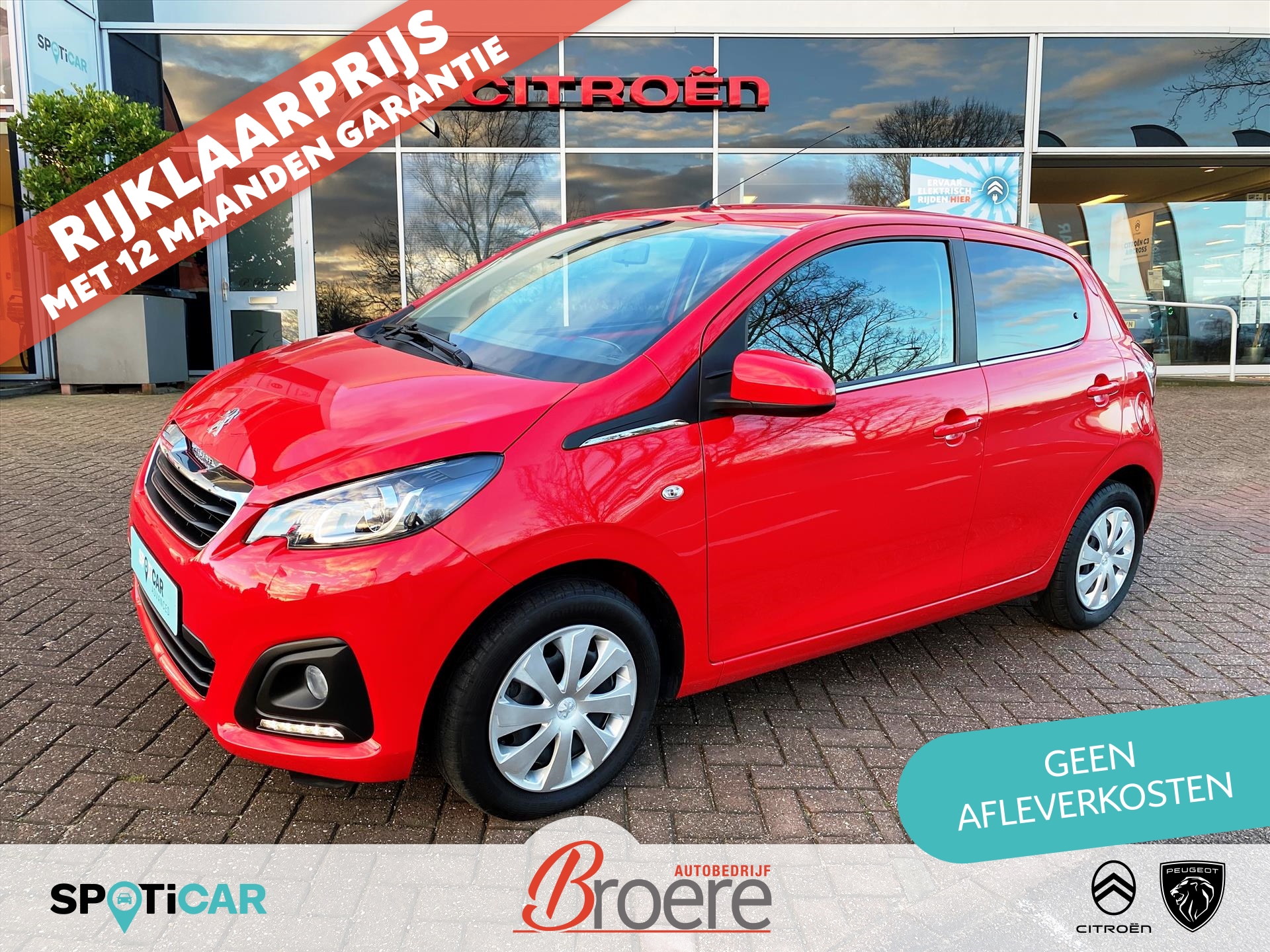 PEUGEOT 108 1.0 e-VTi 72pk 5D Active | airco, radio met bluetooth, aux, usb, elek. ramen en buitenspiegels, getinte ramen, toerenteller, mistlampen