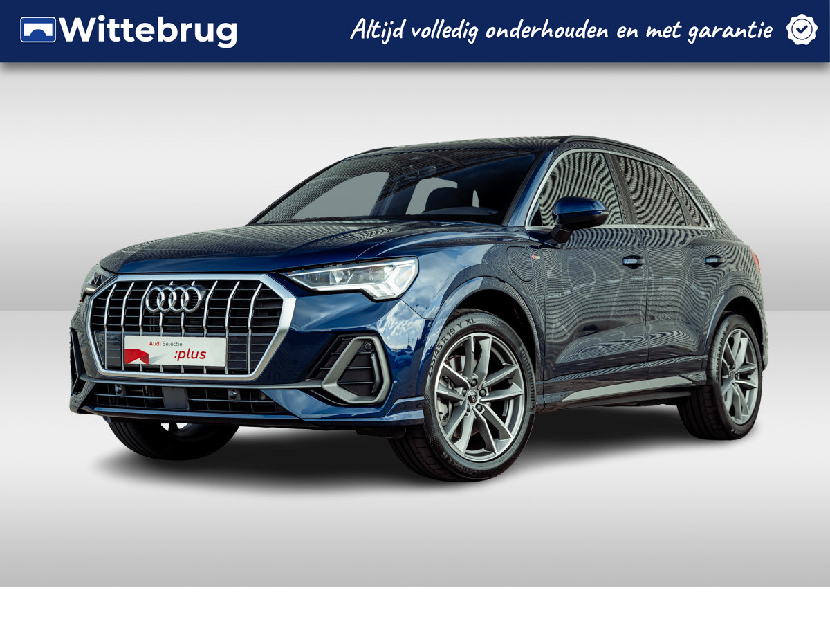 Audi Q3 45 TFSI e 245pk s-tronic S Line exterieur | Nieuw 65k | Panoramadak | Memory | Comfortsleutel | Camera | Adaptive cruise control | Stoelverwarming | Sportstoelen | 19" LM velgen