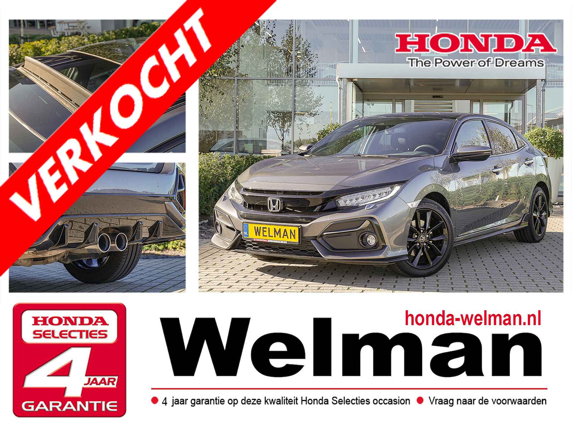 Honda Civic 1.5i V-TEC SPORT PLUS - AUTOMAAT - PANORAMADAK - 182 PK