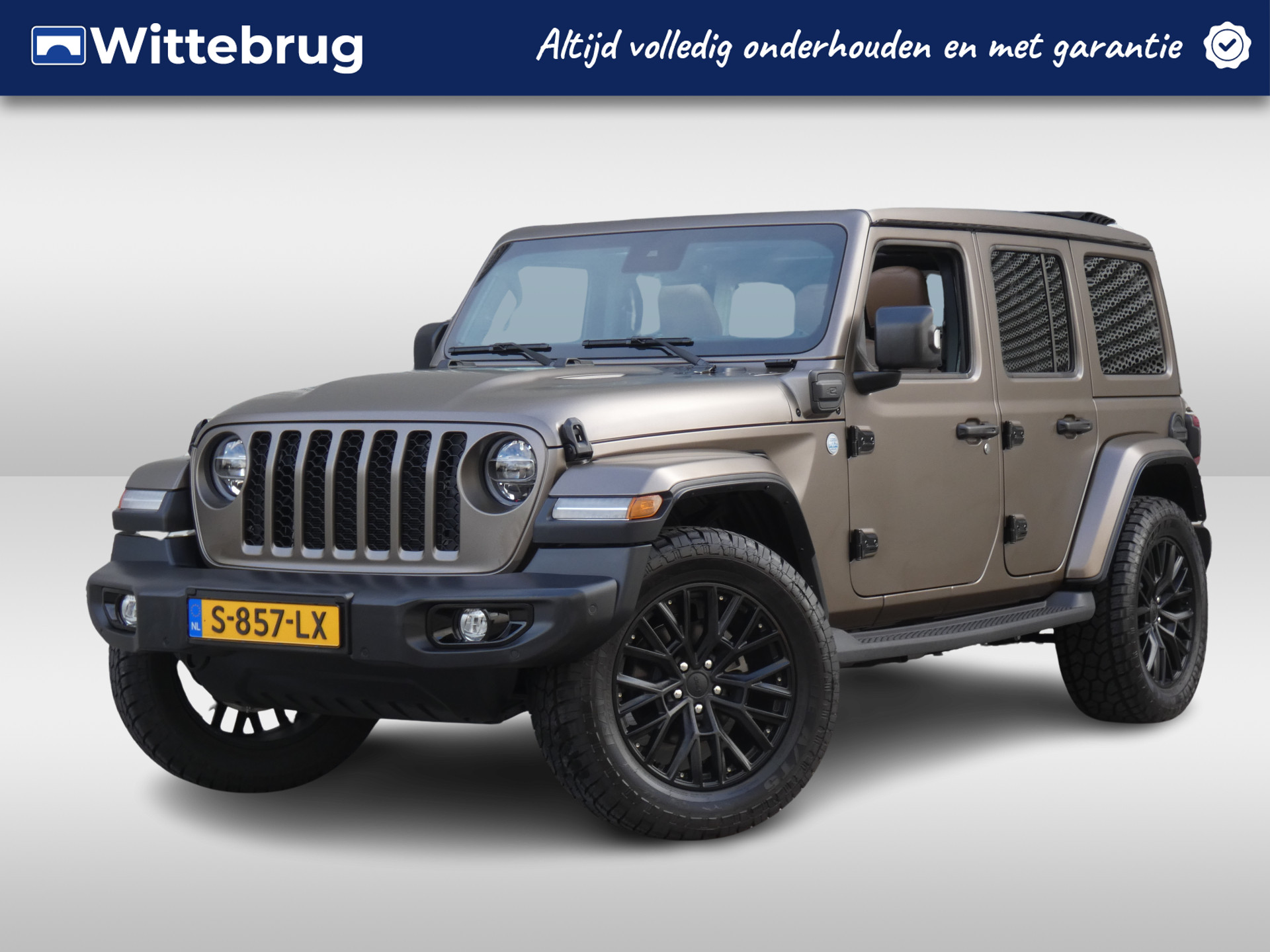 Jeep Wrangler Unlimited 4xe 380PK Sahara ! SPECIALE WITTEBRUG EDITIE ! UNIEKE WRAP & ALARM & OPEN DAK !