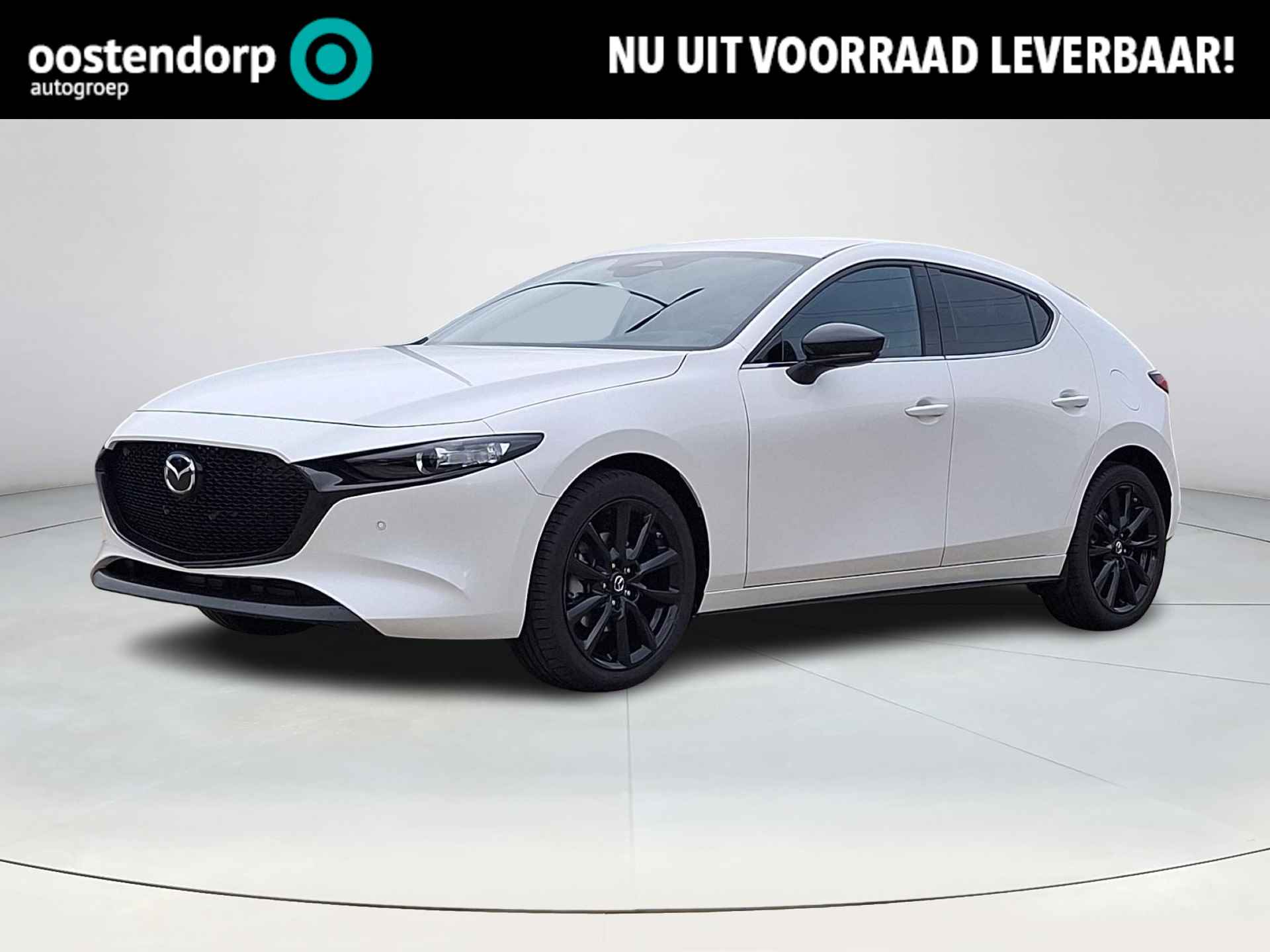 Mazda 3 2.0 e-SkyActiv-X M Hybrid 186 Nagisa | Alcantara/Leder met stoelgeheugen | Achteruitrijcamera | Bose | HeadupDisplay | Navigatie en draadloze Applecarplay\Androidauto | Parelmoer Wit