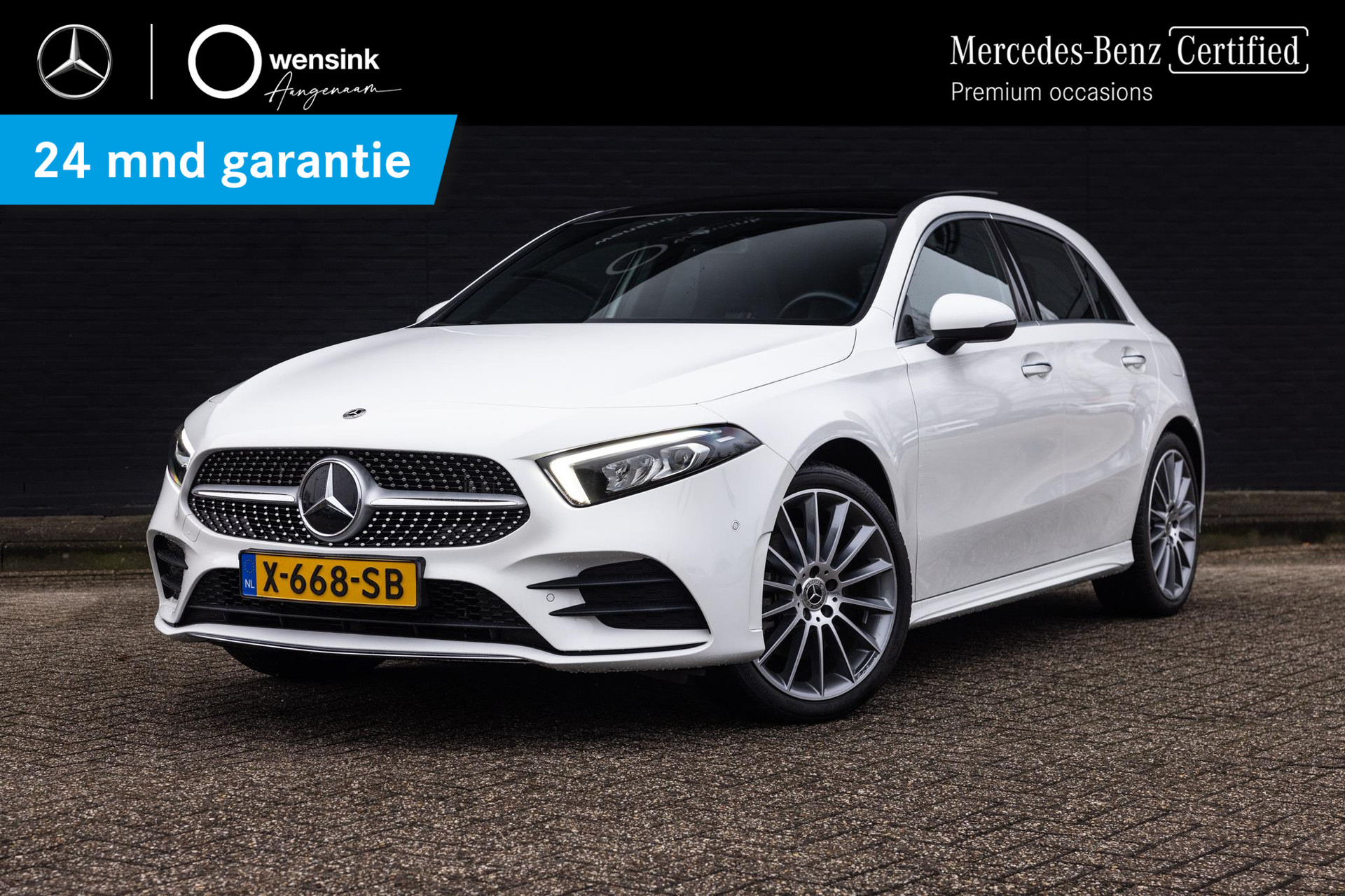 Mercedes-Benz A-klasse 250 e AMG Line | Keyless Entry | Panoramadak | Zwart Leder | 19" LMV | Sfeerverlichting | Ruitensproeier verwarmd | bij viaBOVAG.nl