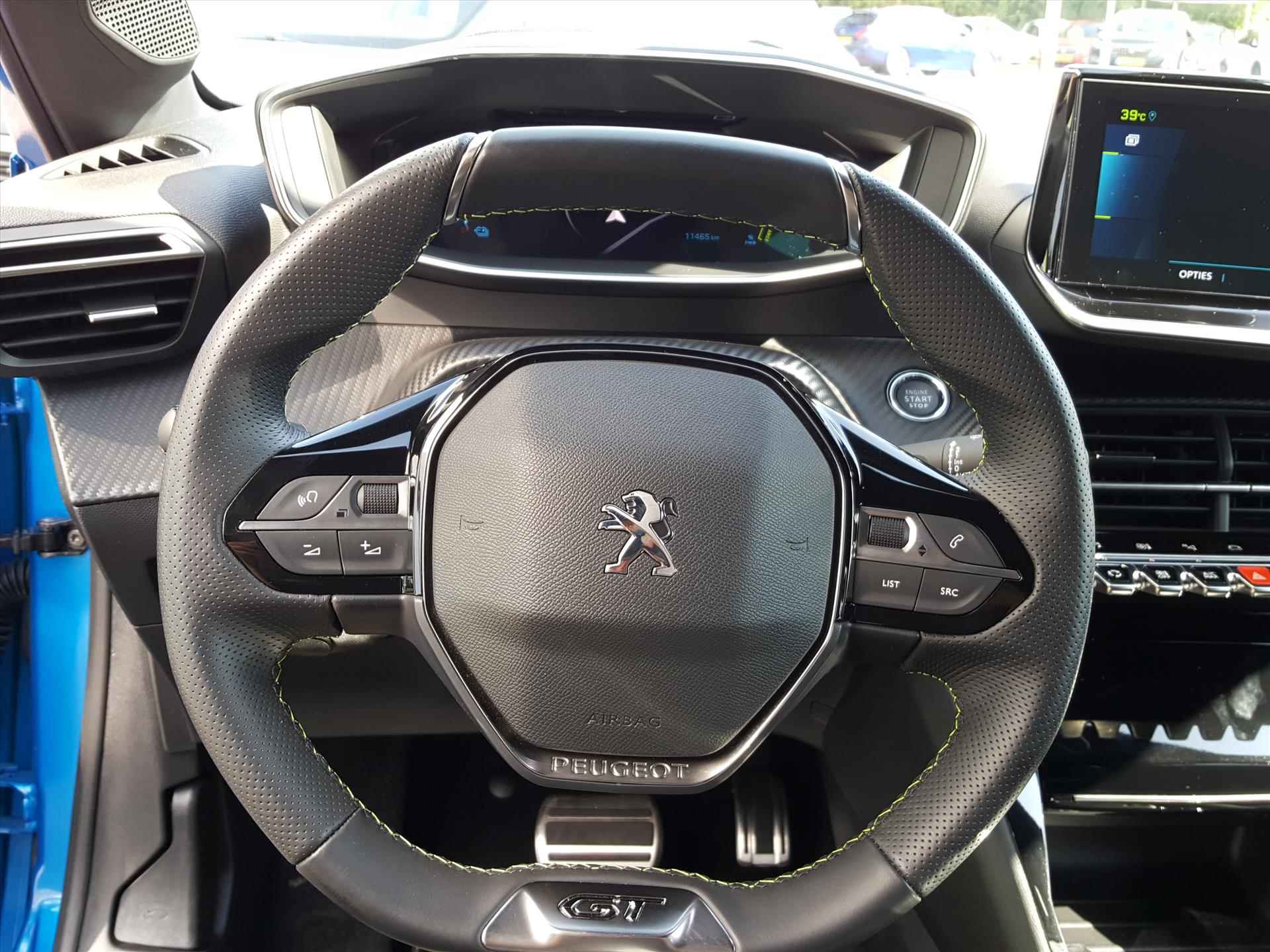 Peugeot e-208 GT EV 50kWh/136pk/16%bytelling/Btw |Navigatie|Cruise & ClimateC| Achteruitrijcamera | KEYLESS entry & start | Parkeersensoren | BT | LM-velgen 17inch - 15/50