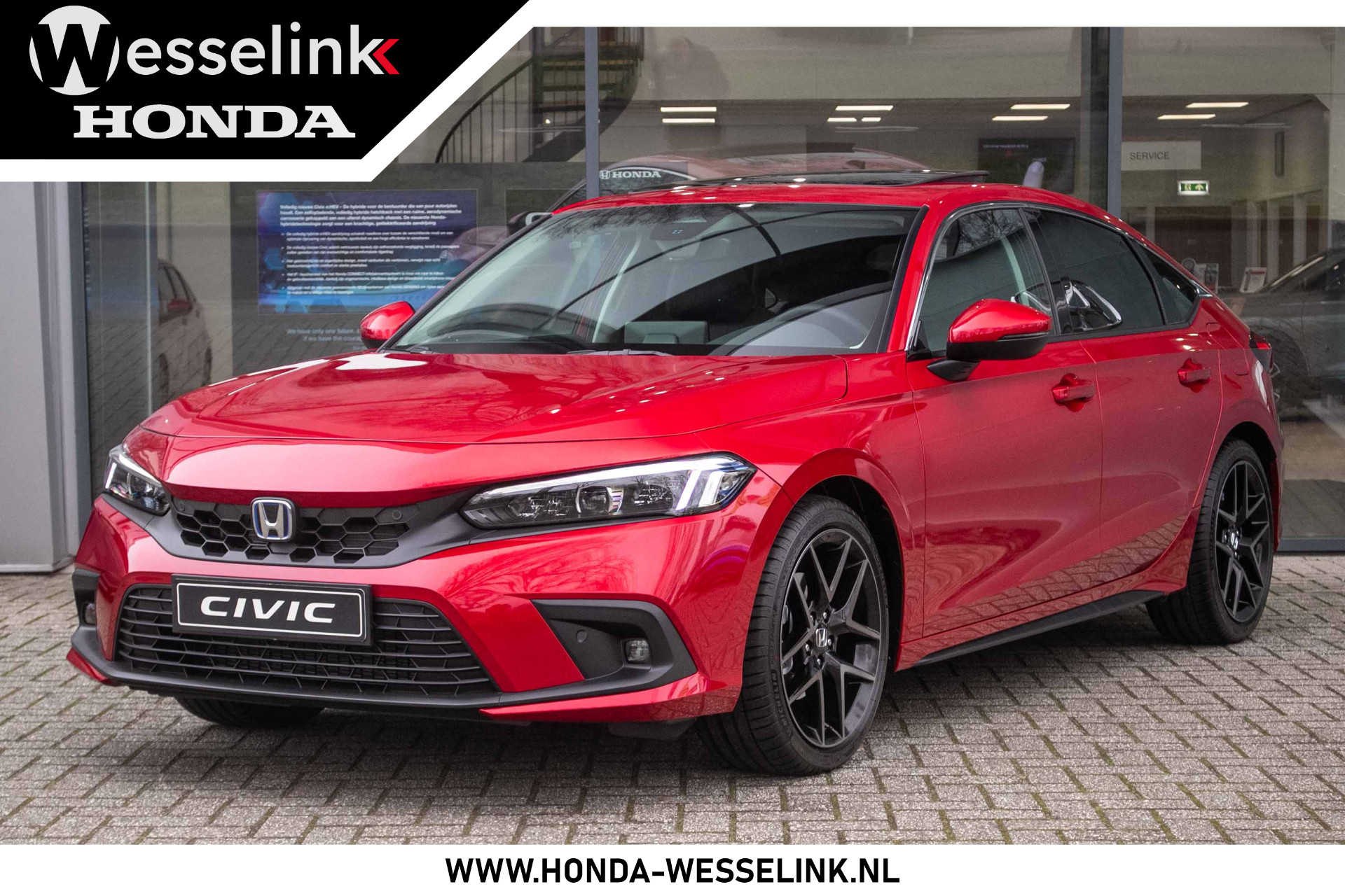 Honda Civic 2.0 e:HEV Advance - Cons. prijs rijklaar | Schuifdak | Navi | Leder