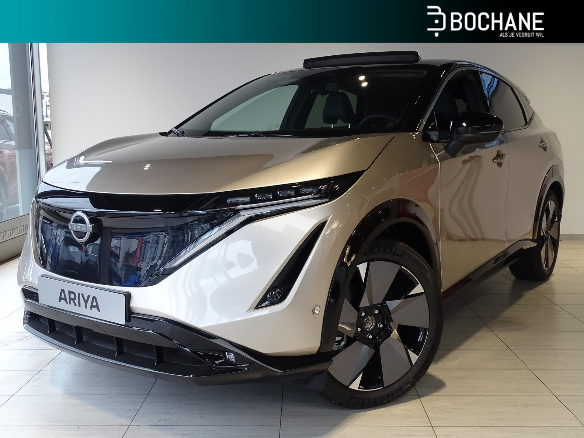 Nissan Ariya ADVANTAGE EDITION PLUS 63 kWh | Head-up display | BOSE®-audiosysteem met 10 speakers | Elektrisch, 8-voudig verstelbare voorstoelen met geheugen | Verwambare voorruit | Twee 12.3" TFT-schermen met NissanConnect navigatie