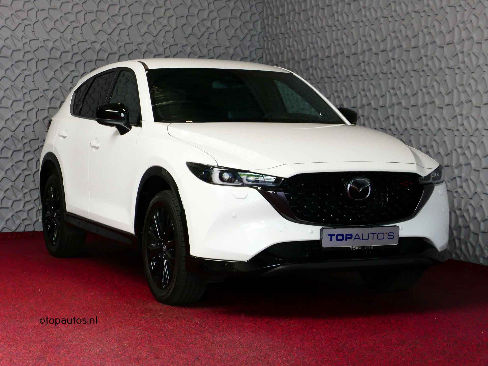 Mazda CX-5 2.0 SkyActiv-G 165 HOMURA BLACKLINE PACK LEER/ALCANTARA ELEK.KLEP ADAP.CRUISE 19''LMV HEAD-UP 360.CAMERA FULL LED CARPLAY NAVI S 08/2023 - 1/79