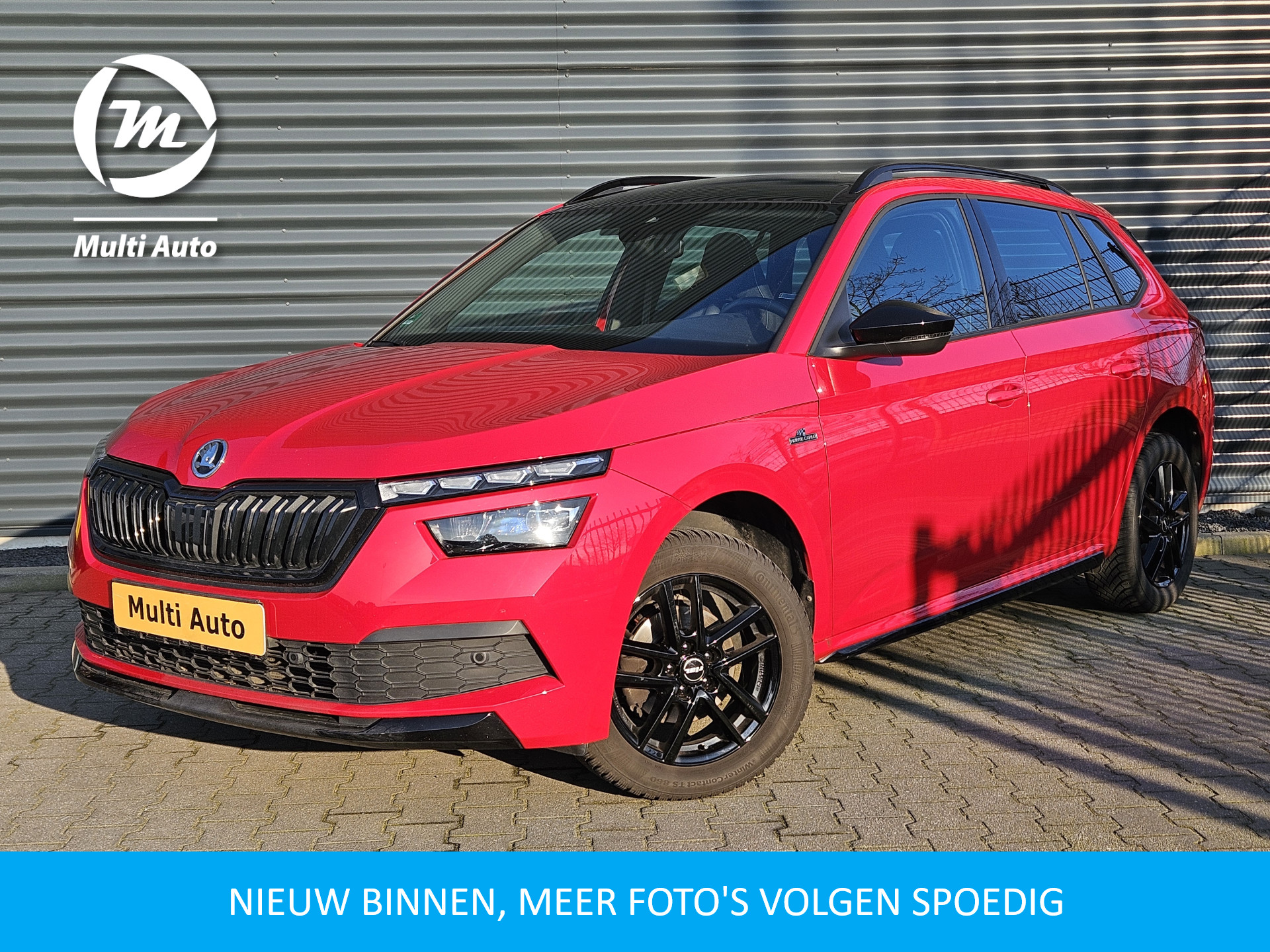 Škoda Kamiq 1.0 TSI Monte Carlo DSG Rood Metallic | Panodak | Camera | RS Sportstoelen Verwarmd | 18"L.M |  LED | Carplay | El. Achterklep |DAB | Cruise Control |